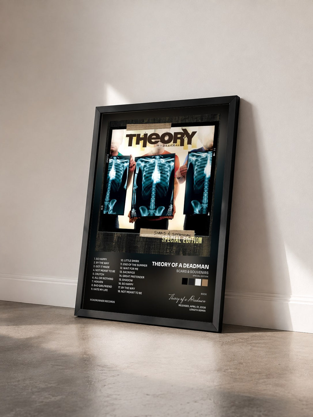 #noir Tableau de l'album Scars & Souvenirs (Special Edition) de Theory of a Deadman vu de trois quarts, cadre noir