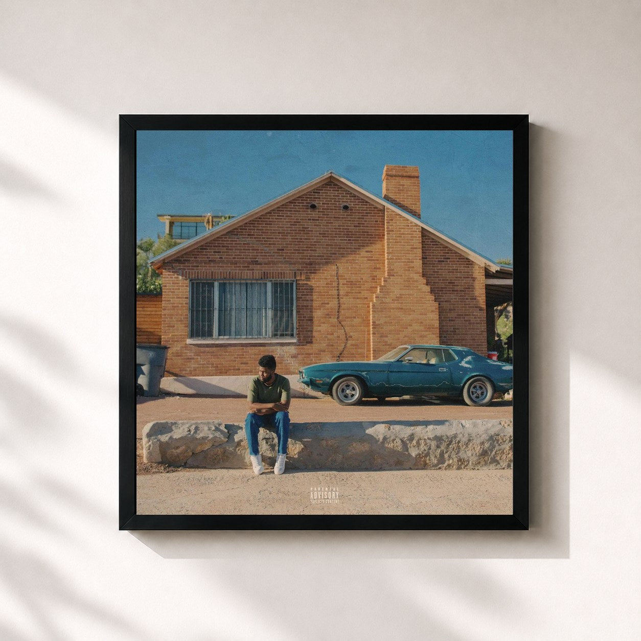 #noir Suncity de Khalid en lámina cuadrada enmarcada, marco negro de 32x32 cm