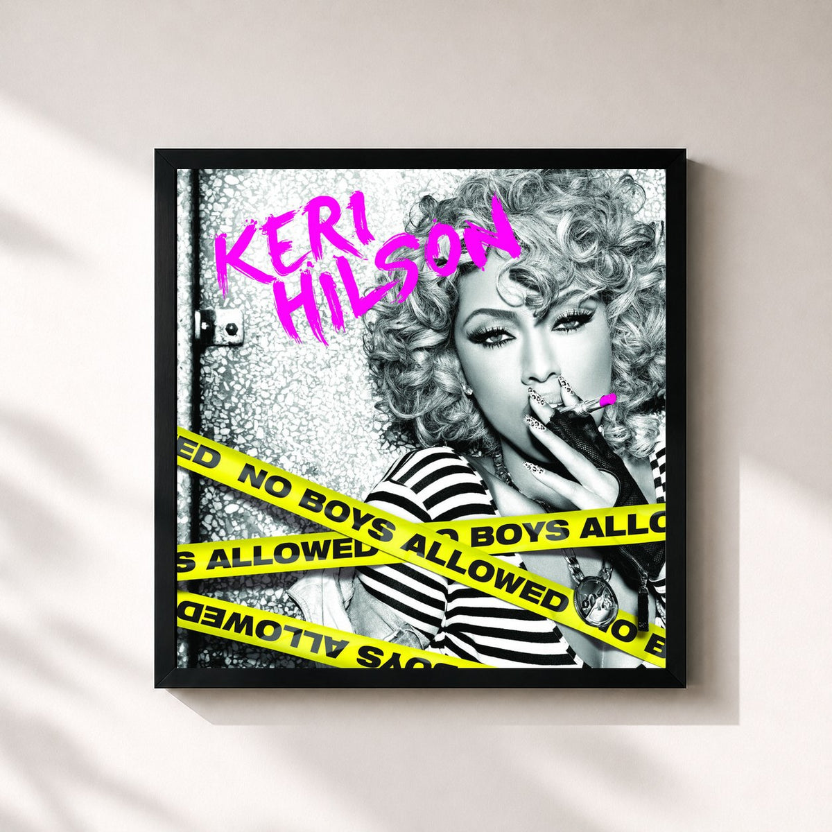 #noir Tableau carré de l'album No Boys Allowed de Keri Hilson, cadre noir 32x32 cm