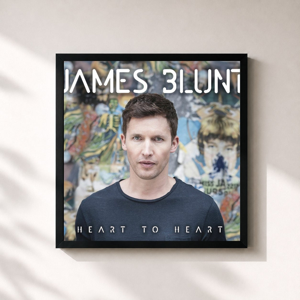 #noir Tableau carré de l'album Heart to Heart EP de James Blunt, cadre noir 32x32 cm