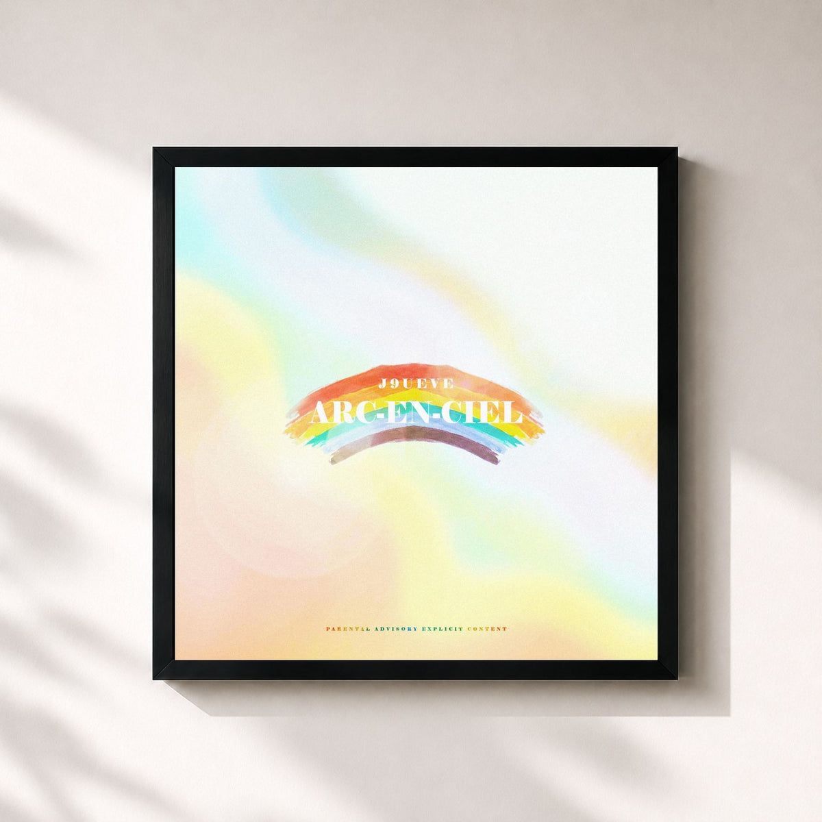 #noir Tableau carré de l'album Arc-en-ciel de J9ueve, cadre noir 32x32 cm