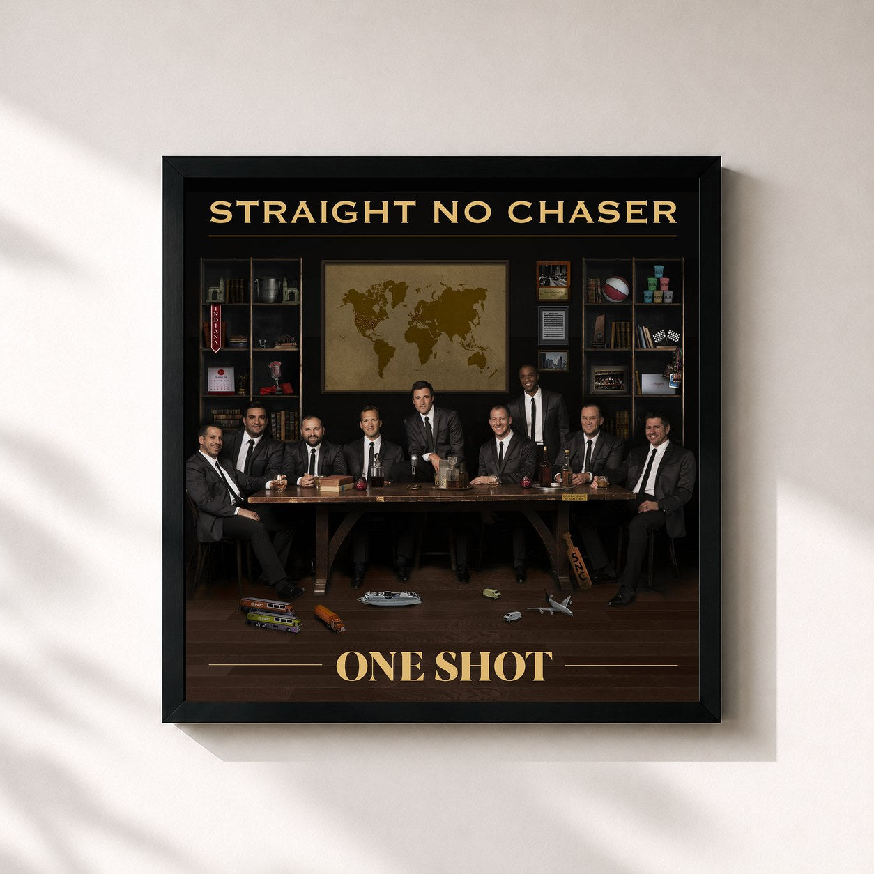 #noir Tableau carré de l'album One Shot de Straight No Chaser, cadre noir 32x32 cm
