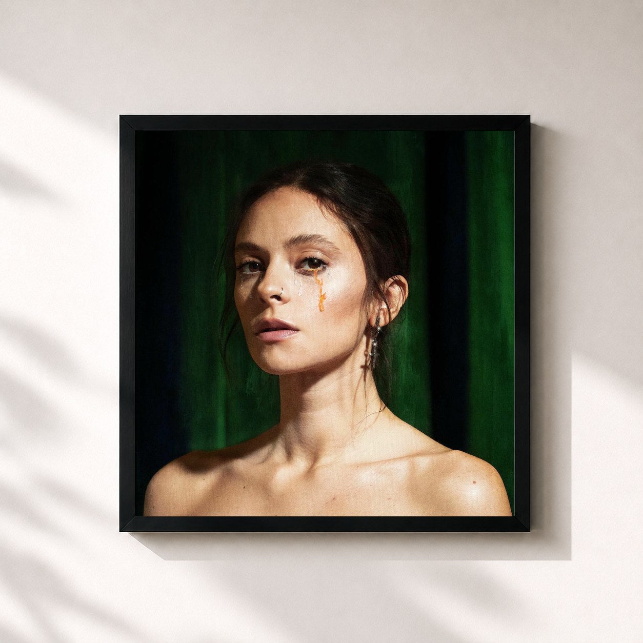 #noir Tableau carré de l'album Cani Sciolti de Francesca Michielin, cadre noir 32x32 cm