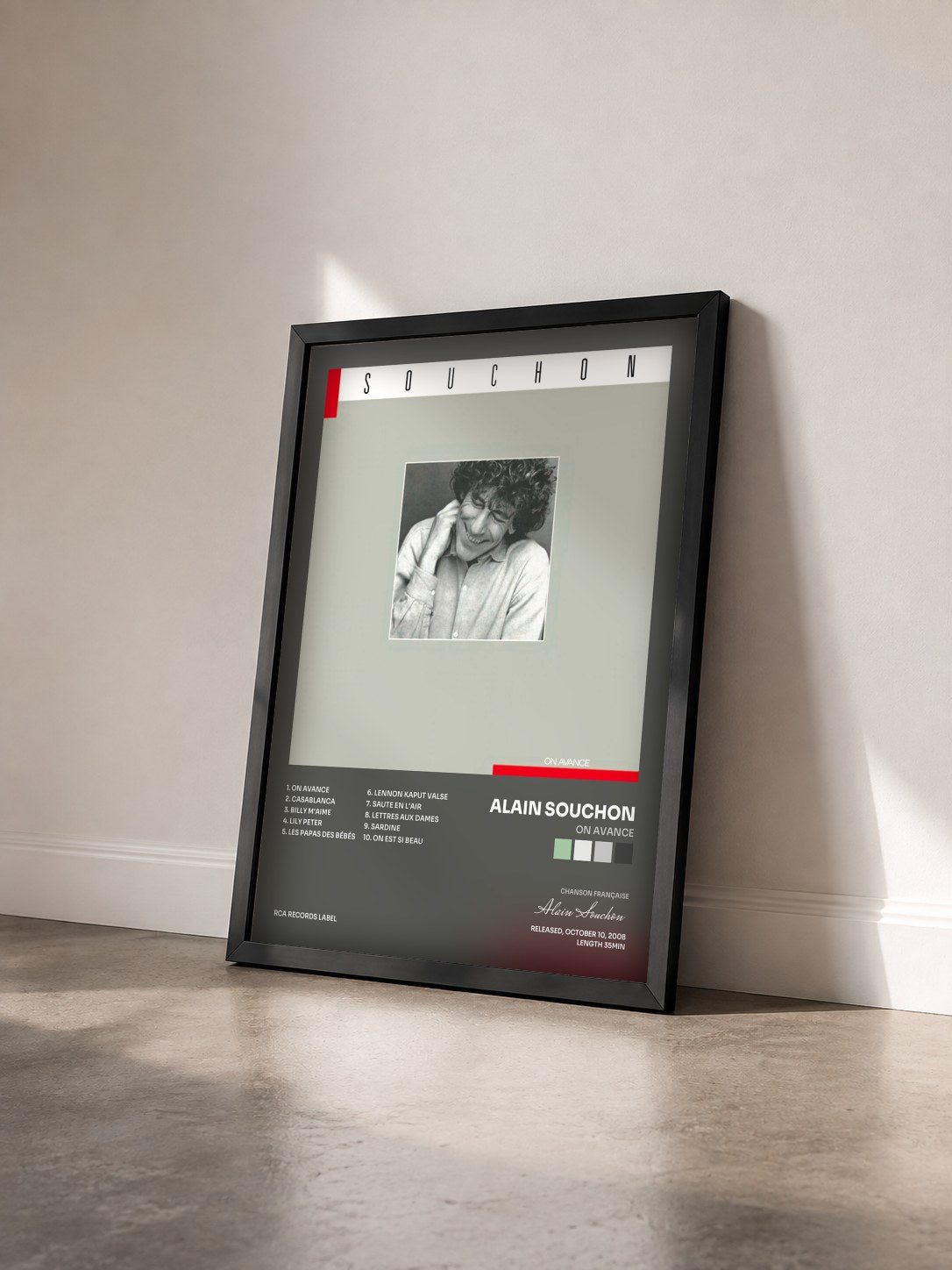 #noir On Avance von Alain Souchon als gerahmter Kunstdruck von schräg gesehen, schwarzer Rahmen