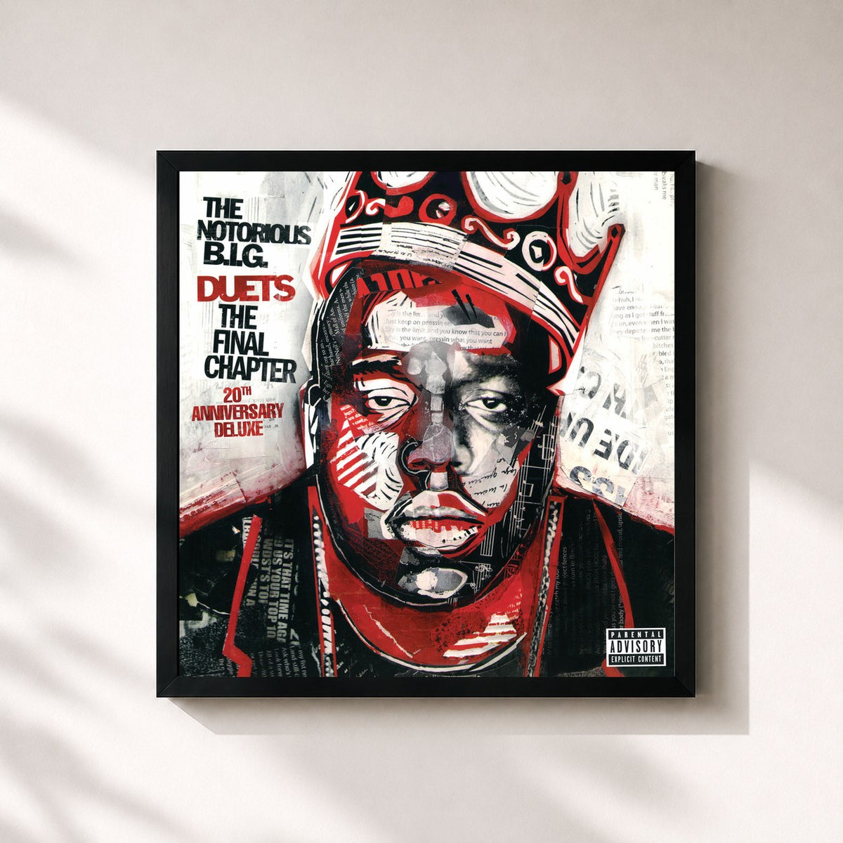 #noir Tableau carré de l'album Duets: The Final Chapter (20th Anniversary Deluxe) de The Notorious B.I.G., cadre noir 32x32 cm