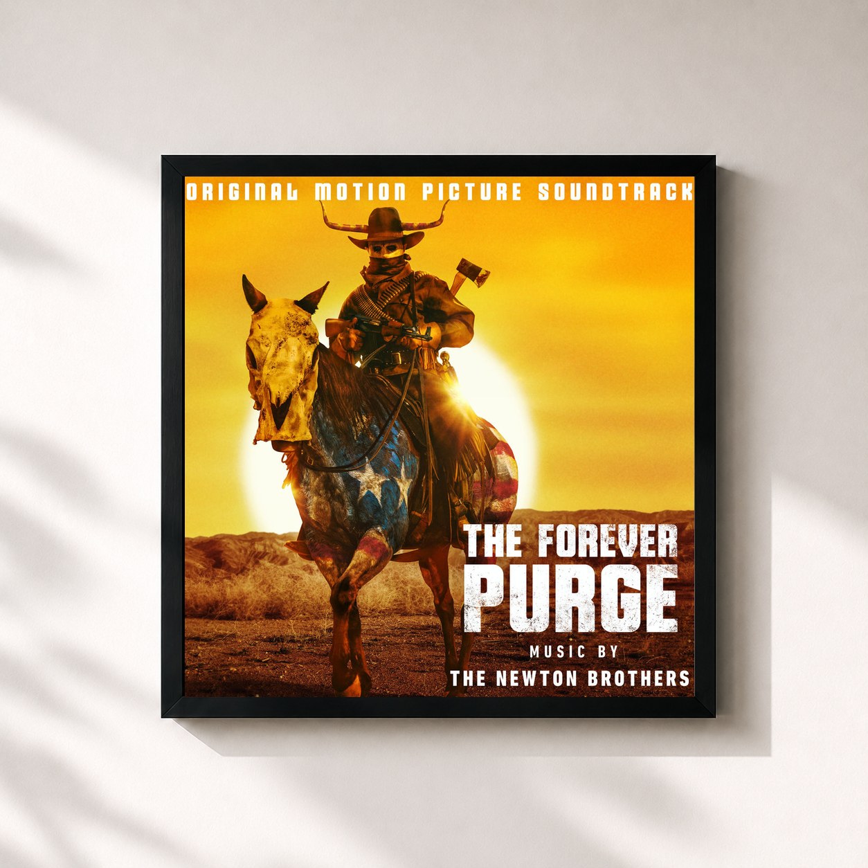 #noir Tableau carré de l'album The Forever Purge (Original Motion Picture Soundtrack) de The Newton Brothers, cadre noir 32x32 cm