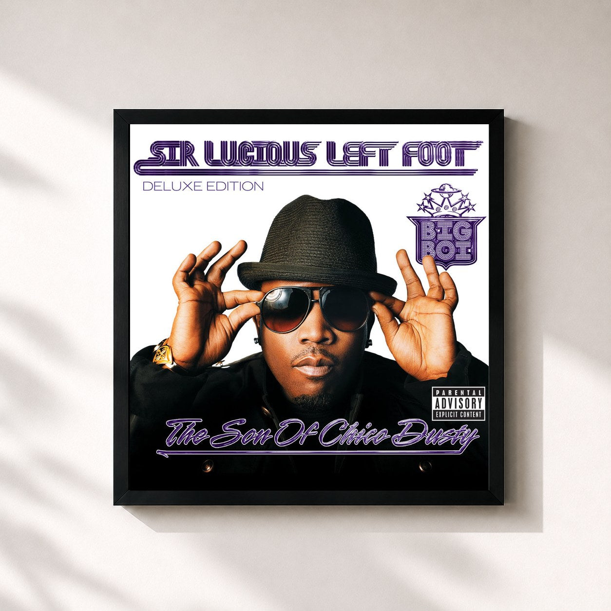 #noir Tableau carré de l'album Sir Lucious Left Foot...The Son Of Chico Dusty (Deluxe) de Big Boi, cadre noir 32x32 cm