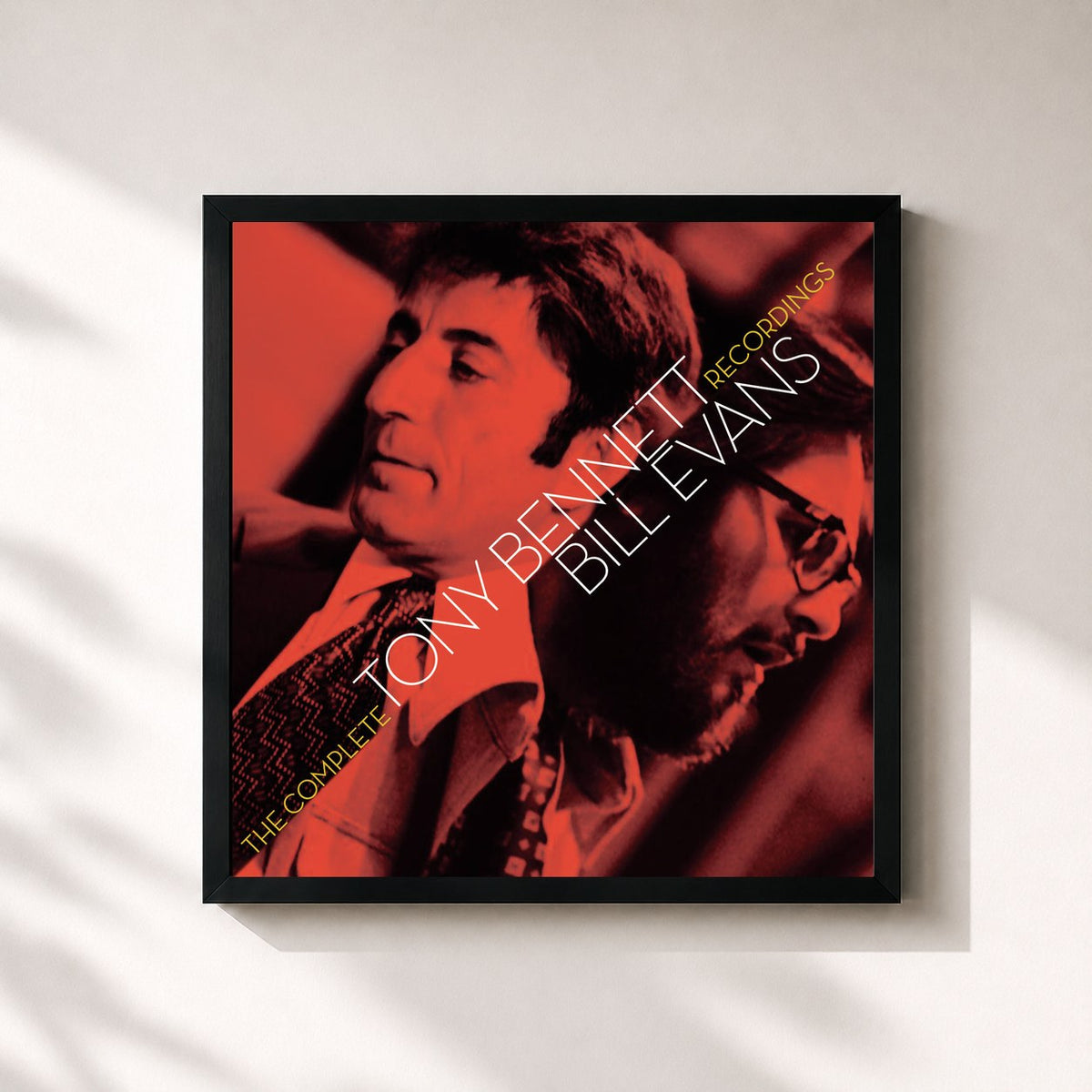 #noir Tableau carré de l'album The Complete Tony Bennett/Bill Evans Recordings de Tony Bennett, cadre noir 32x32 cm