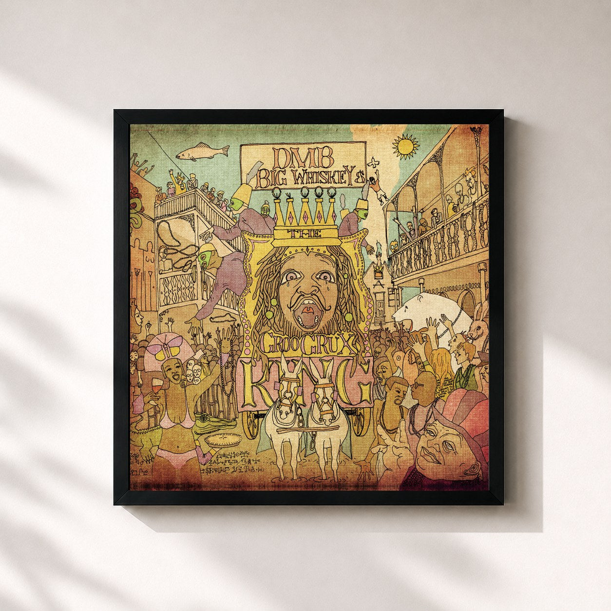 #noir Tableau carré de l'album Big Whiskey and the GrooGrux King de Dave Matthews Band, cadre noir 32x32 cm