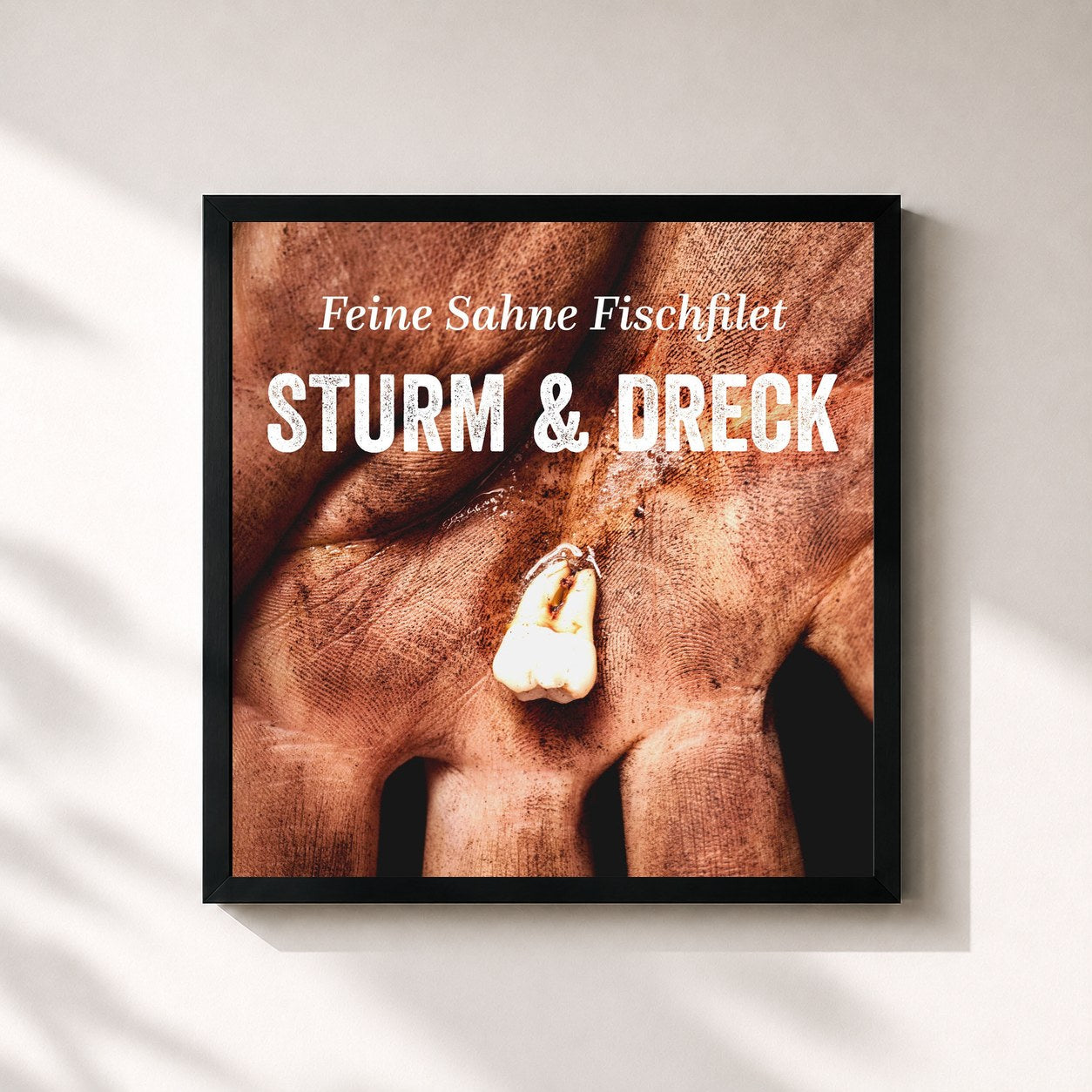 #noir Tableau carré de l'album Sturm & Dreck de Feine Sahne Fischfilet, cadre noir 32x32 cm