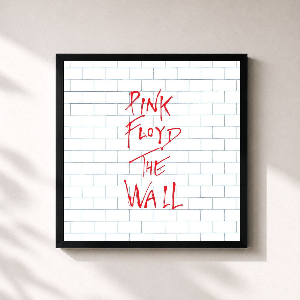 #noir Tableau carré de l'album The Wall de Pink Floyd, cadre noir 32x32 cm