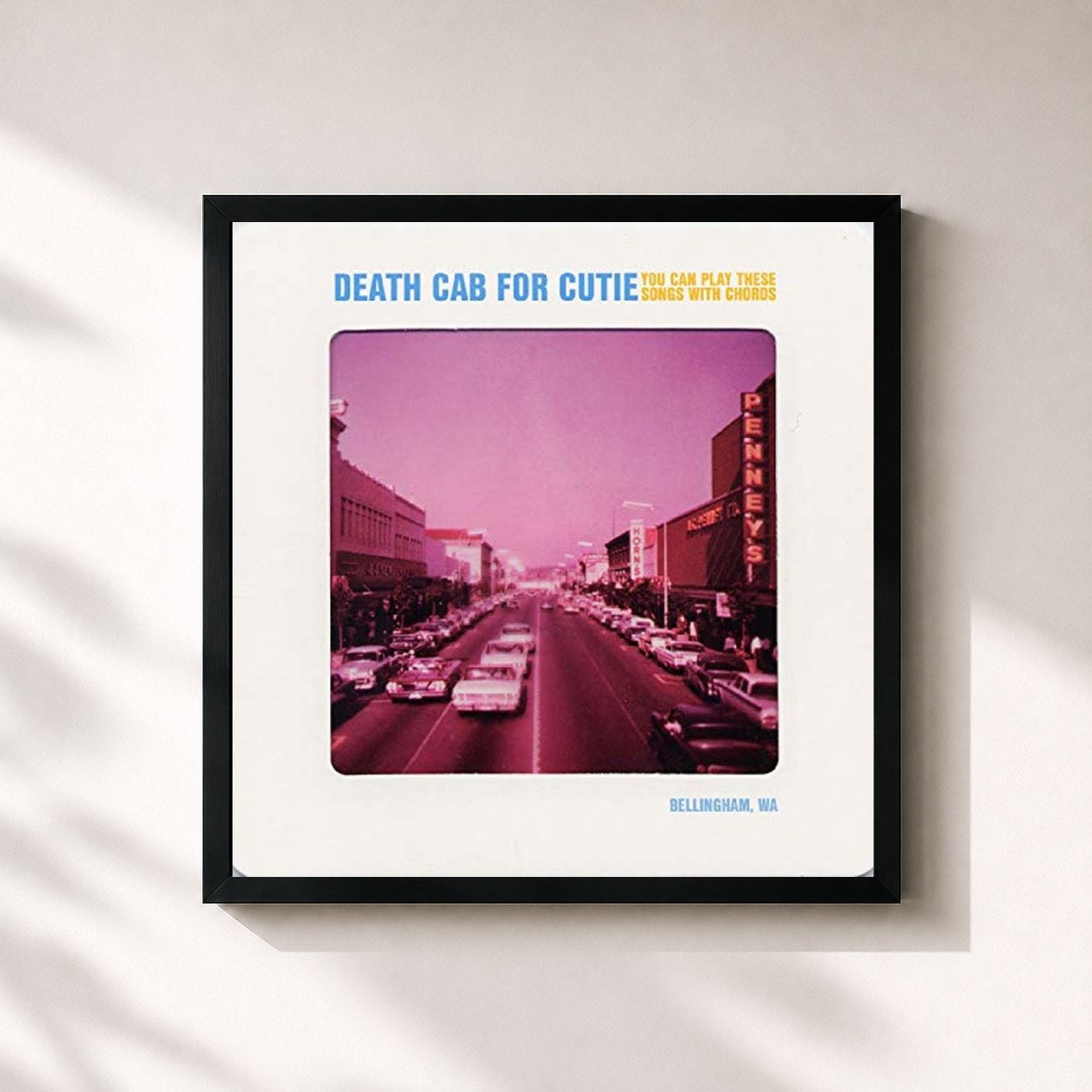 #noir Tableau carré de l'album You Can Play These Songs With Chords de Death Cab for Cutie, cadre noir 32x32 cm