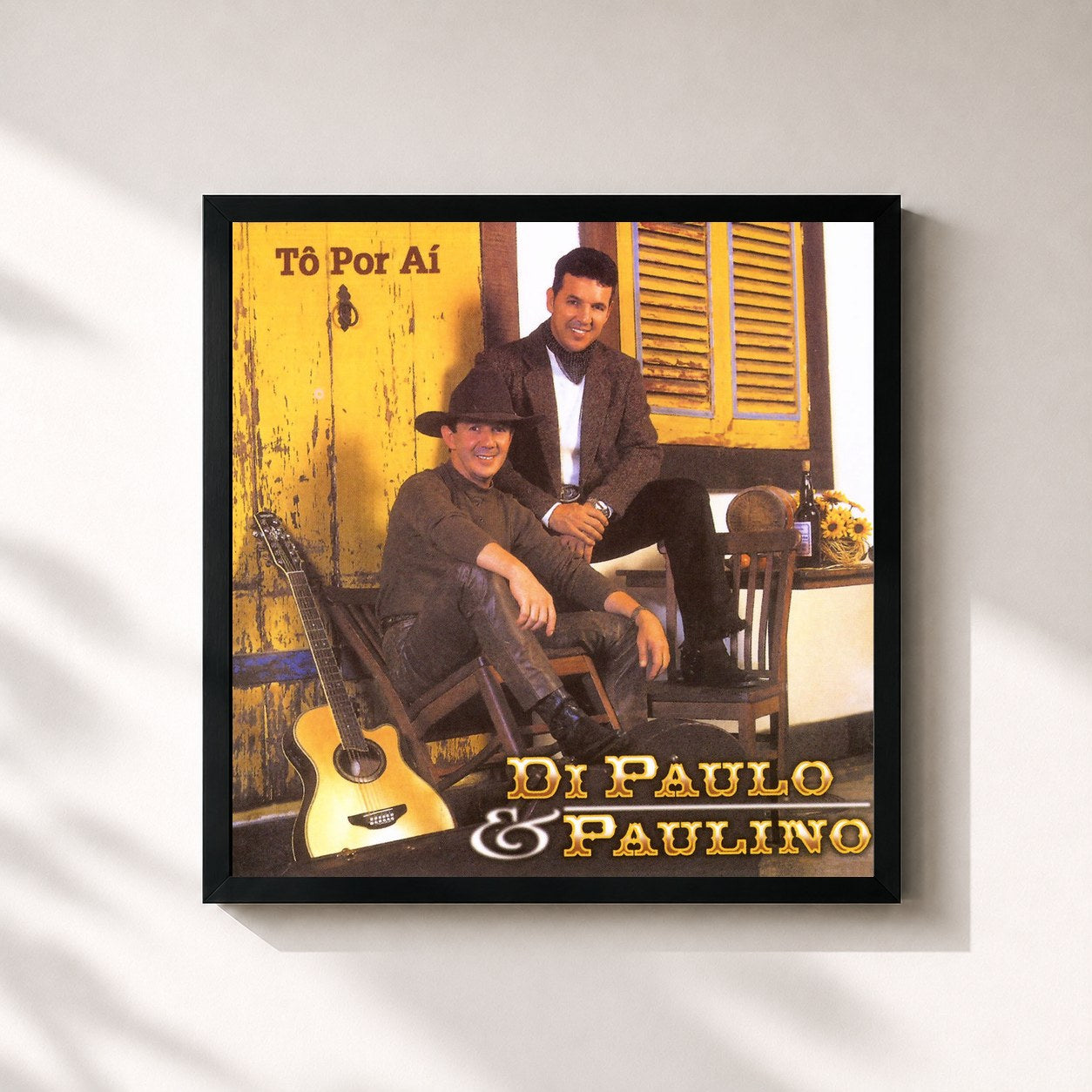 #noir Tableau carré de l'album Tô por Aí de Di Paullo & Paulino, cadre noir 32x32 cm