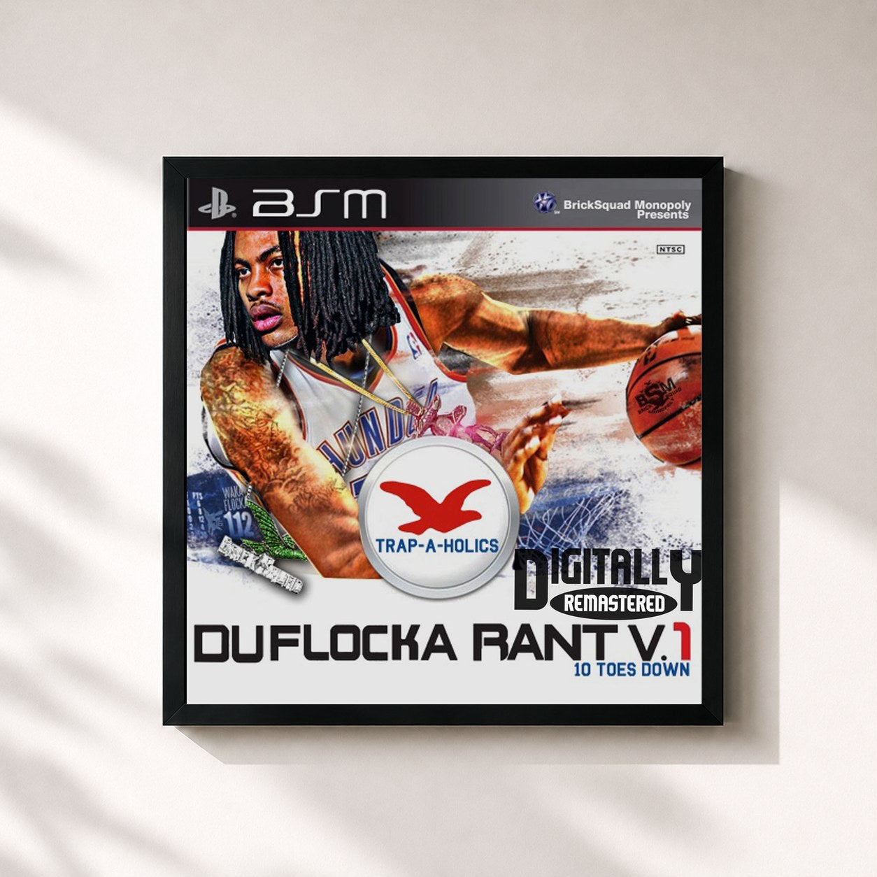 #noir Tableau carré de l'album DuFlocka Rant 1 (10 Toes Down) de Waka Flocka Flame, cadre noir 32x32 cm