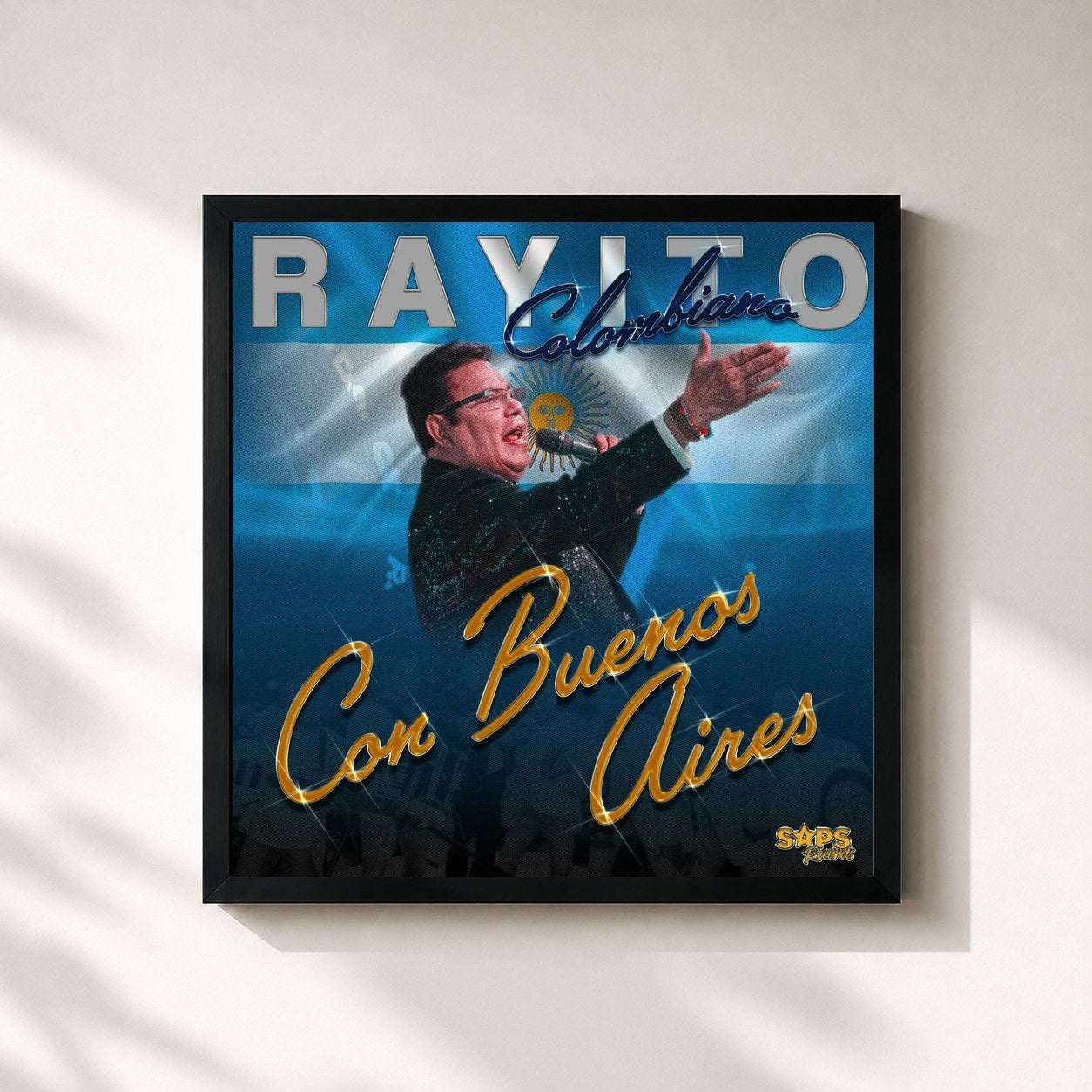 #noir Tableau carré de l'album Rayito Colombiano Con Buenos Aires de Rayito Colombiano, cadre noir 32x32 cm