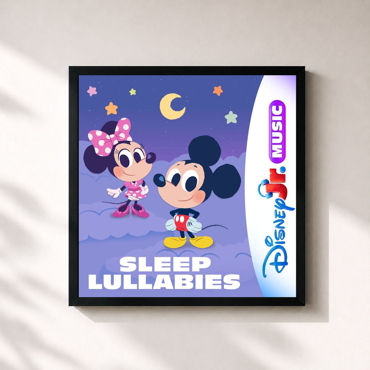 #noir Tableau carré de l'album Disney Jr. Music: Sleep Lullabies de Disney, cadre noir 32x32 cm
