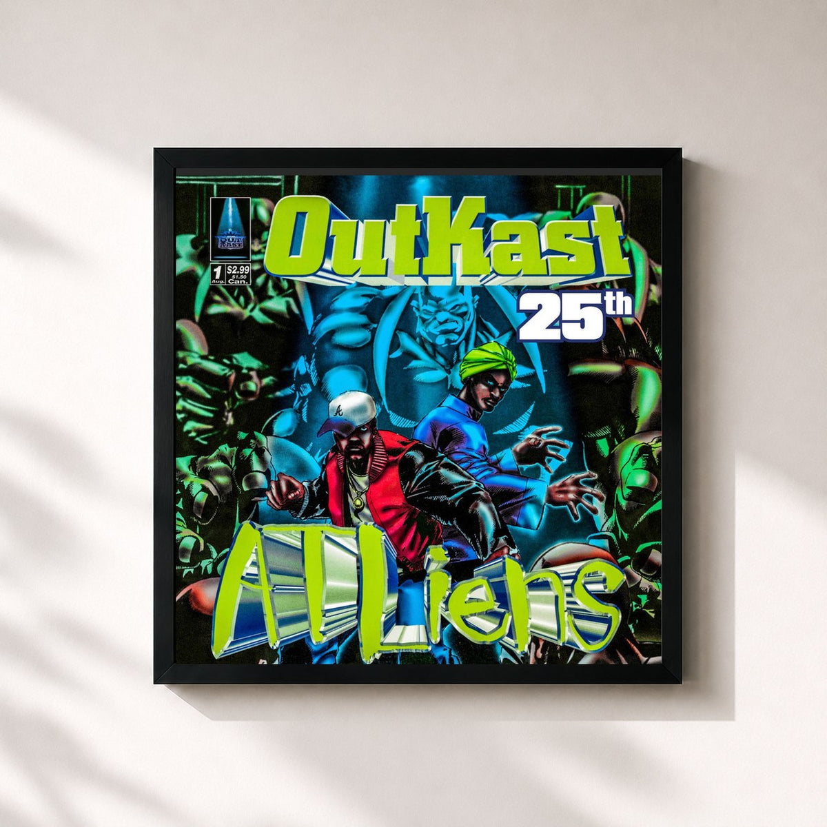 #noir Tableau carré de l'album ATLiens (25th Anniversary Deluxe Edition) de Outkast, cadre noir 32x32 cm