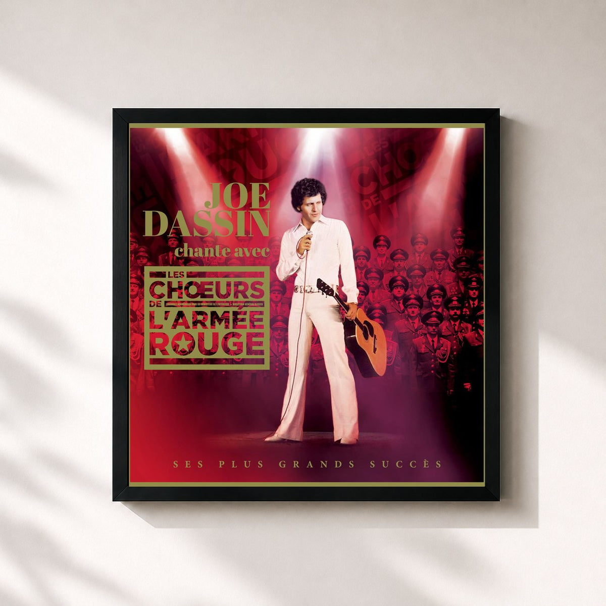 #noir Joe Dassin chante avec Les Choeurs by l'Armée Rouge de Joe Dassin as a square framed art print, black 32x32 cm frame