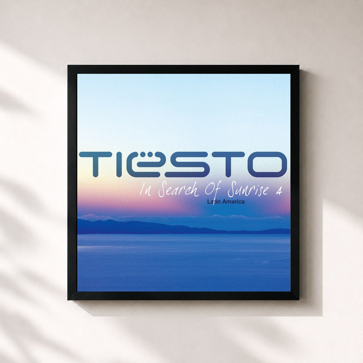 #noir Tableau carré de l'album In Search of Sunrise 4 (Latin America) mixed by Tiësto de Tiësto, cadre noir 32x32 cm