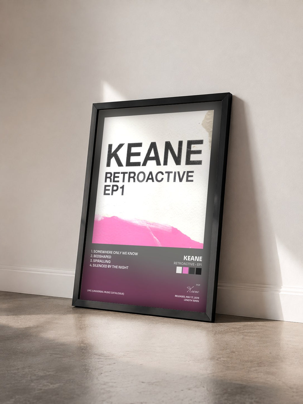 #noir Tableau de l'album Retroactive - EP1 de Keane vu de trois quarts, cadre noir
