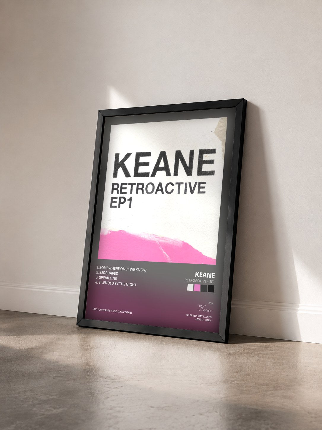 #noir Tableau de l'album Retroactive - EP1 de Keane vu de trois quarts, cadre noir