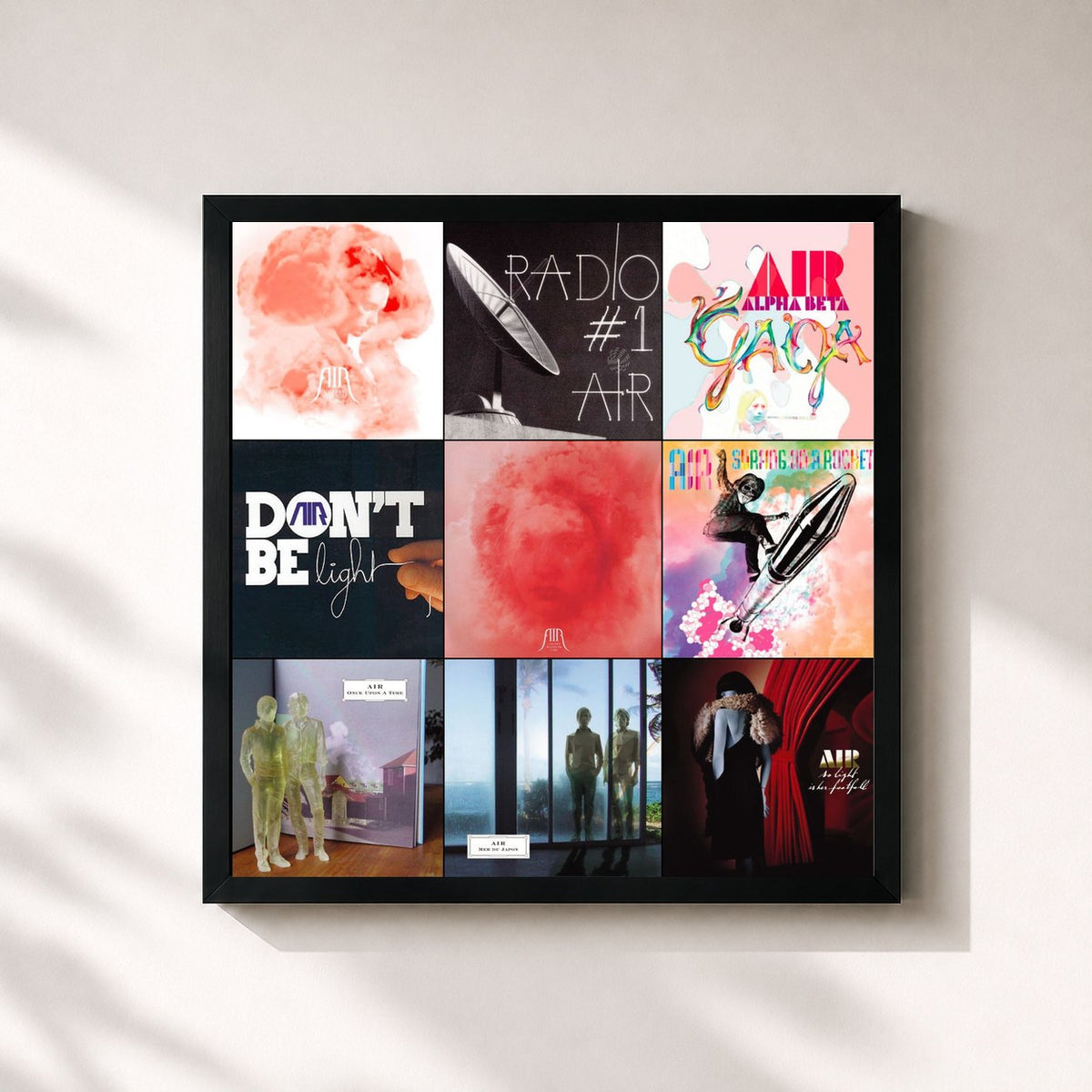 #noir Tableau carré de l'album The Remixes, Vol. 2 de Air, cadre noir 32x32 cm