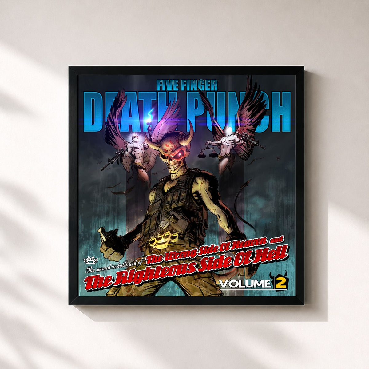 #noir The Wrong Side Of Heaven And The Righteous Side Of Hell, Volume 2 von Five Finger Death Punch als quadratischer Kunstdruck, schwarzer Rahmen 32x32 cm