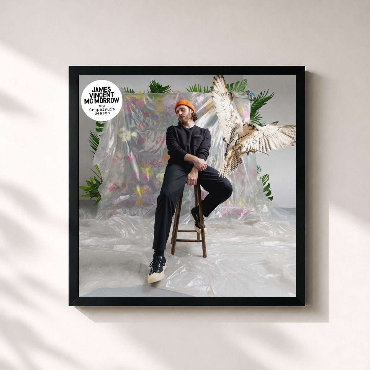 #noir Tableau carré de l'album Grapefruit Season de James Vincent McMorrow, cadre noir 32x32 cm