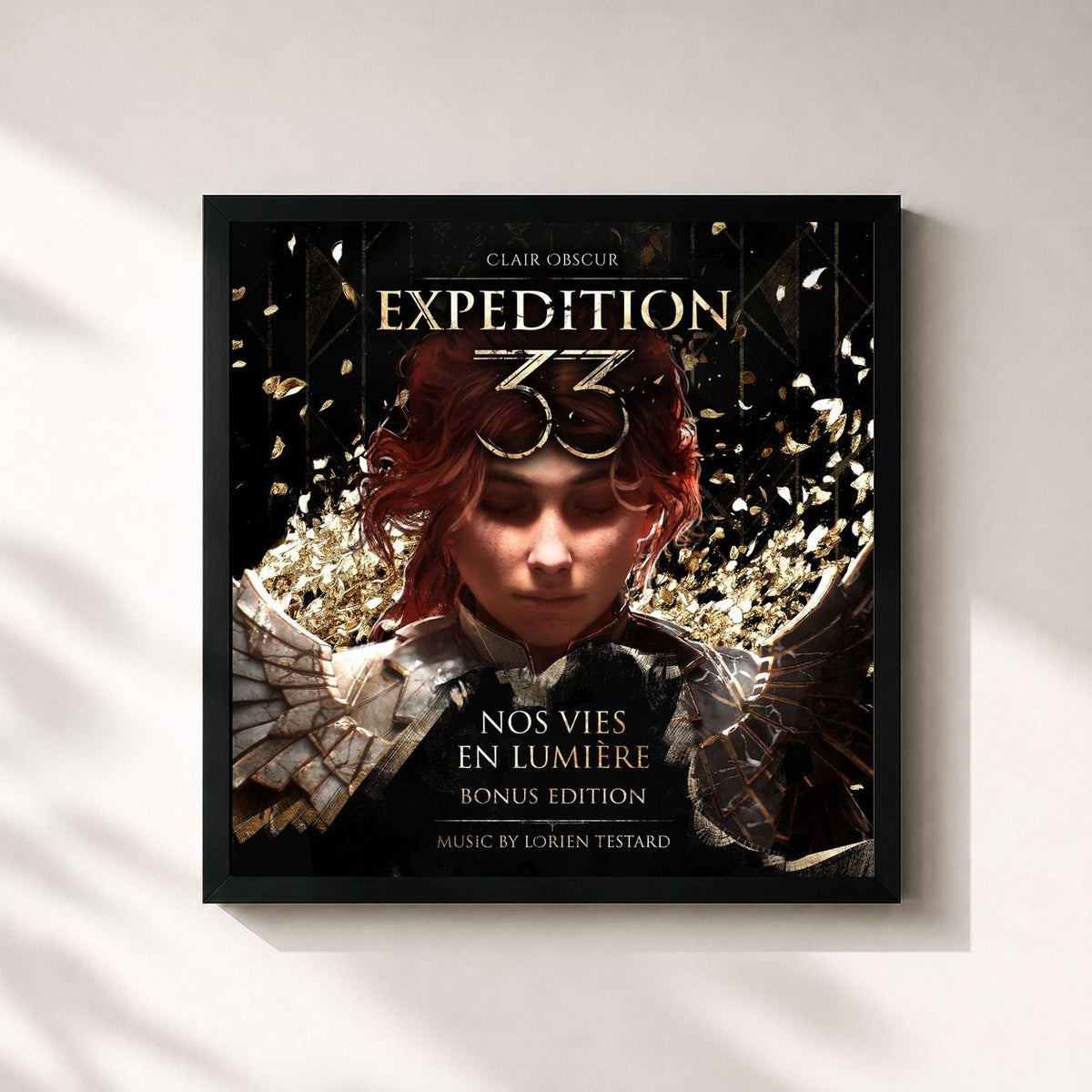 #noir Tableau carré de l'album Clair Obscur: Expedition 33 - Nos vies en Lumière (Original Soundtrack) (Bonus Edition) de Lorien Testard, cadre noir 32x32 cm