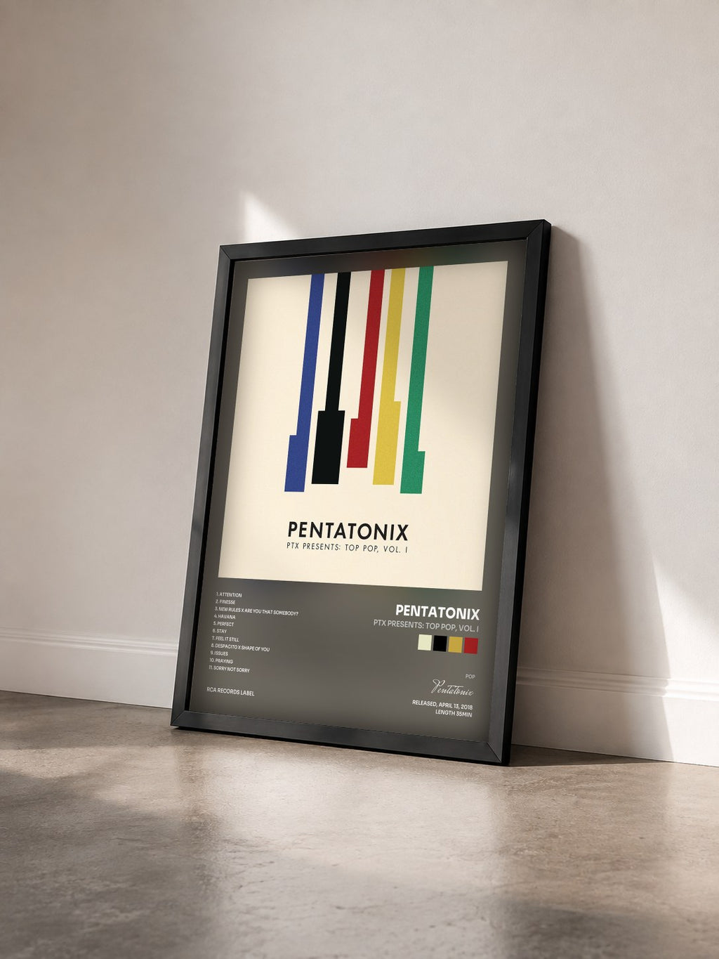 #noir Tableau de l'album PTX Presents: Top Pop, Vol. I de Pentatonix vu de trois quarts, cadre noir