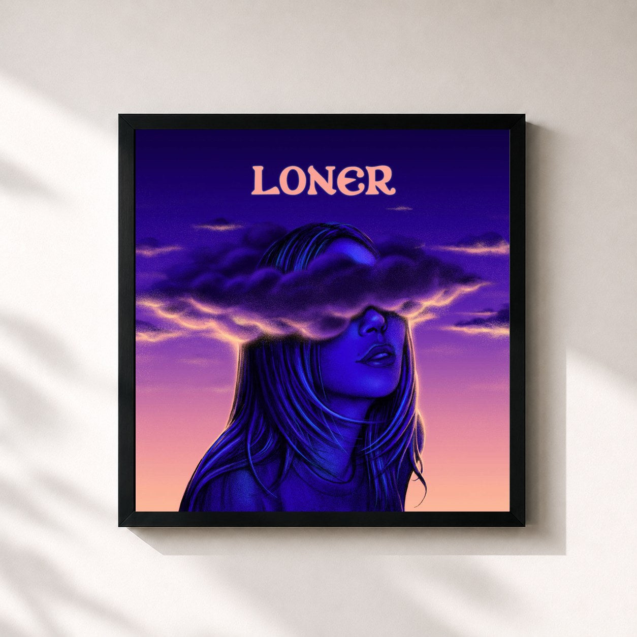 #noir Tableau carré de l'album Loner de Alison Wonderland, cadre noir 32x32 cm