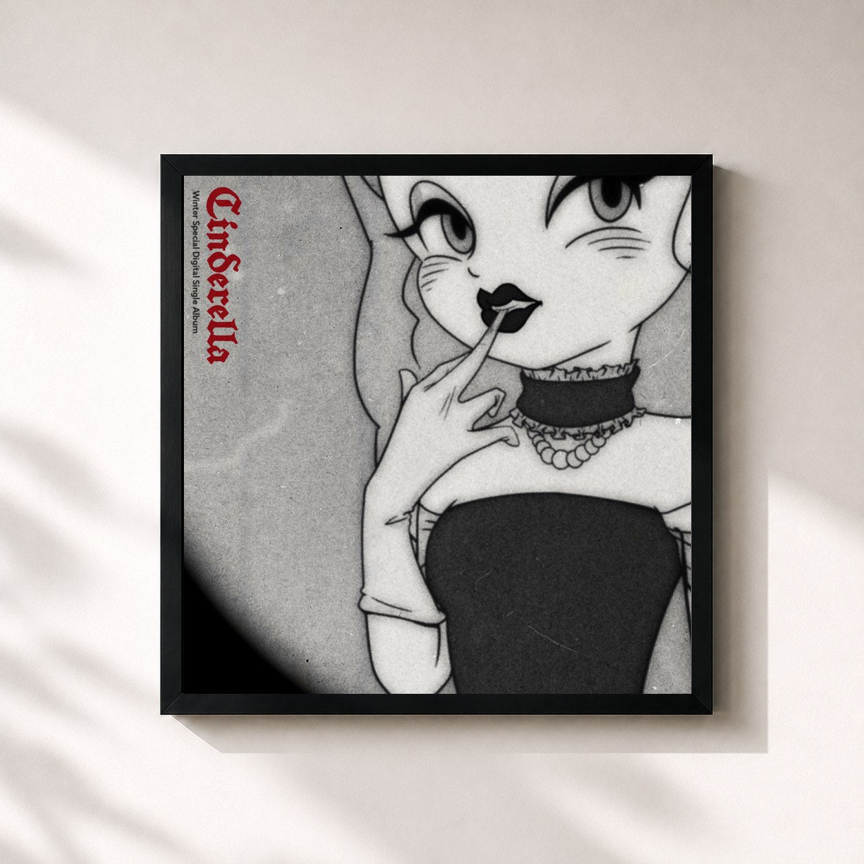 #noir Tableau carré de l'album Winter Special Digital Single Album ′Cinderella′ de Seori, cadre noir 32x32 cm
