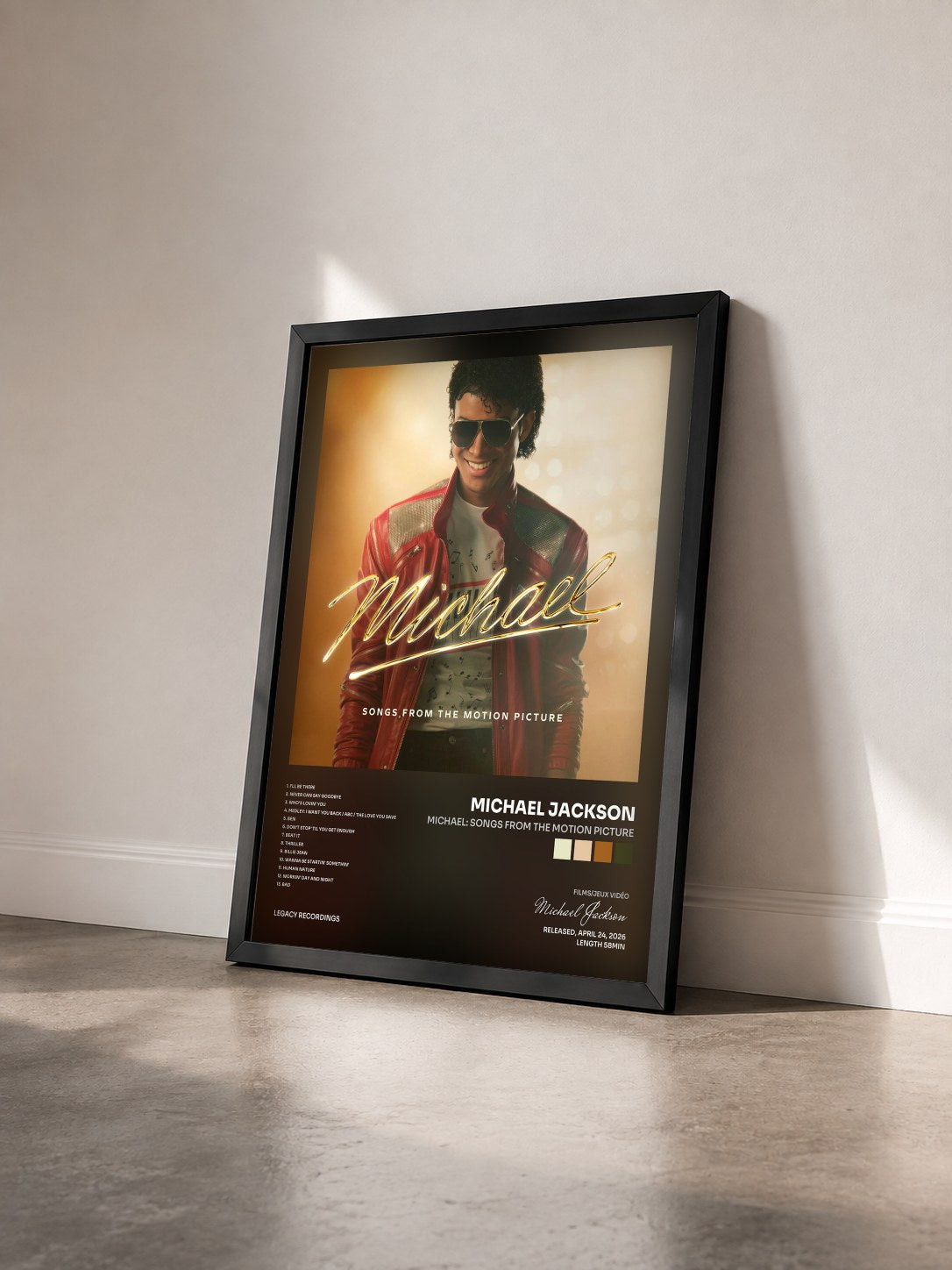 #noir Tableau de l'album Michael: Songs From The Motion Picture de Michael Jackson vu de trois quarts, cadre noir