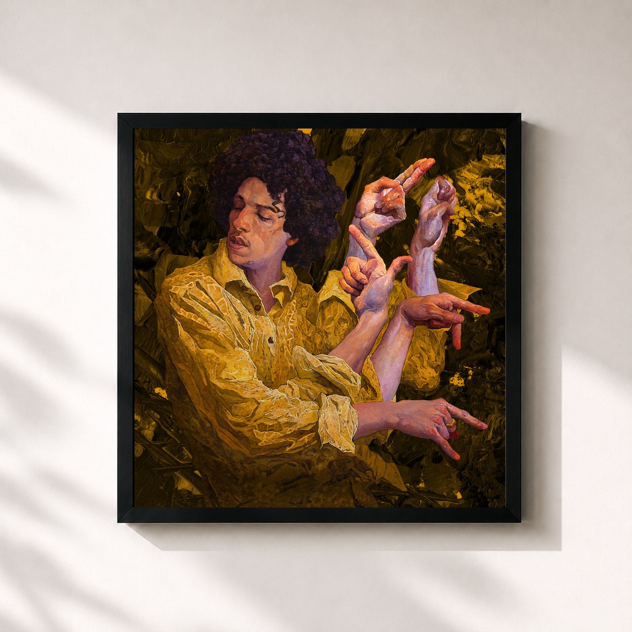 #noir WELCOME TO THE JUNGLE (Deluxe) by Rilès as a square framed art print, black 32x32 cm frame