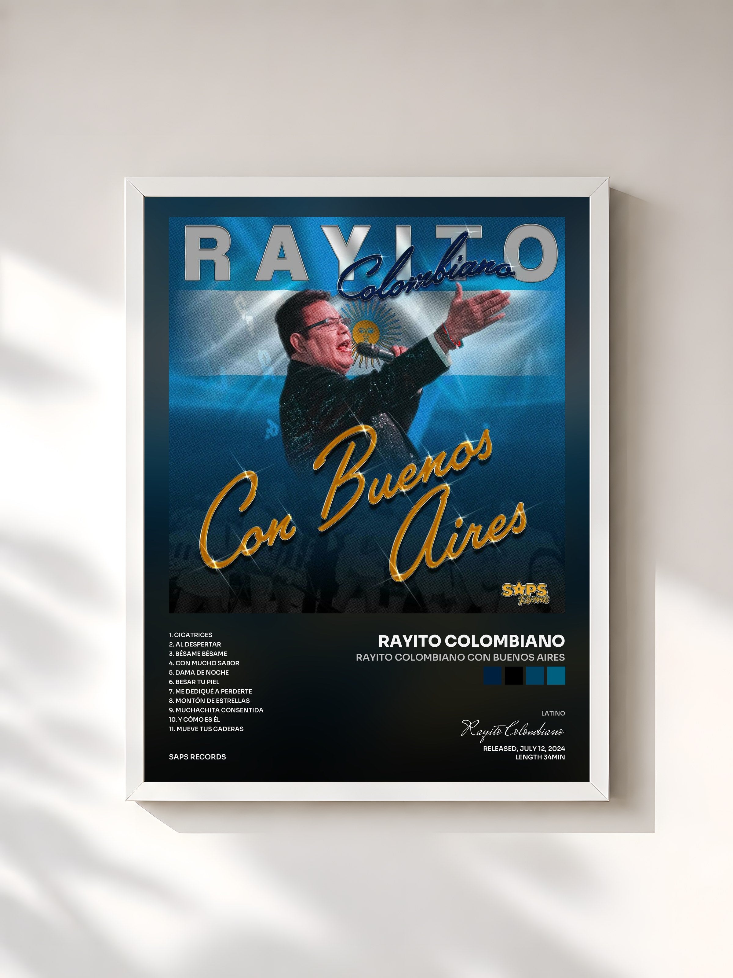#blanc Tableau de l'album Rayito Colombiano Con Buenos Aires de Rayito Colombiano, cadre blanc, imprimé et encadré en France