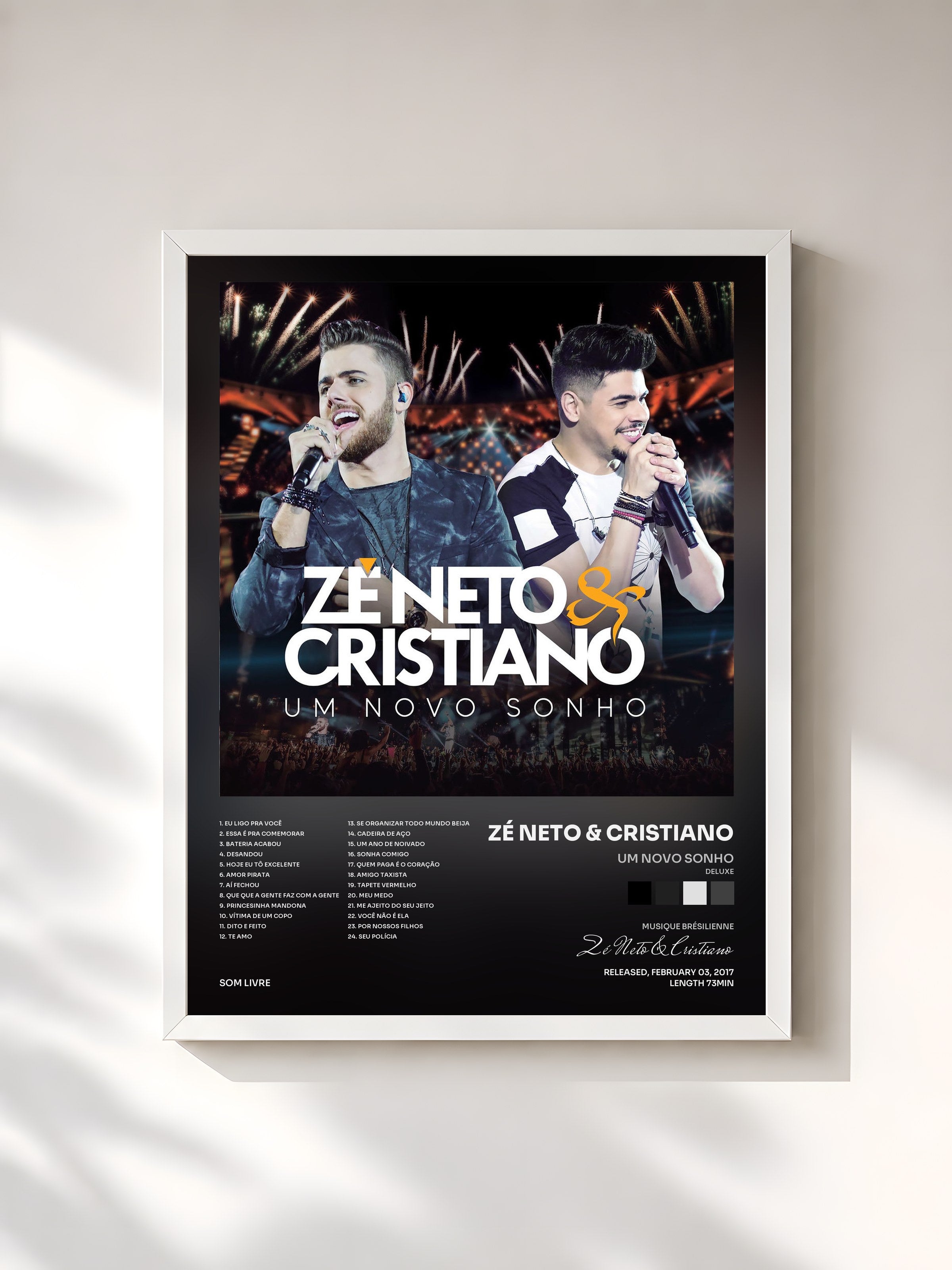 #blanc Tableau de l'album Um Novo Sonho (Deluxe) de Zé Neto & Cristiano, cadre blanc, imprimé et encadré en France