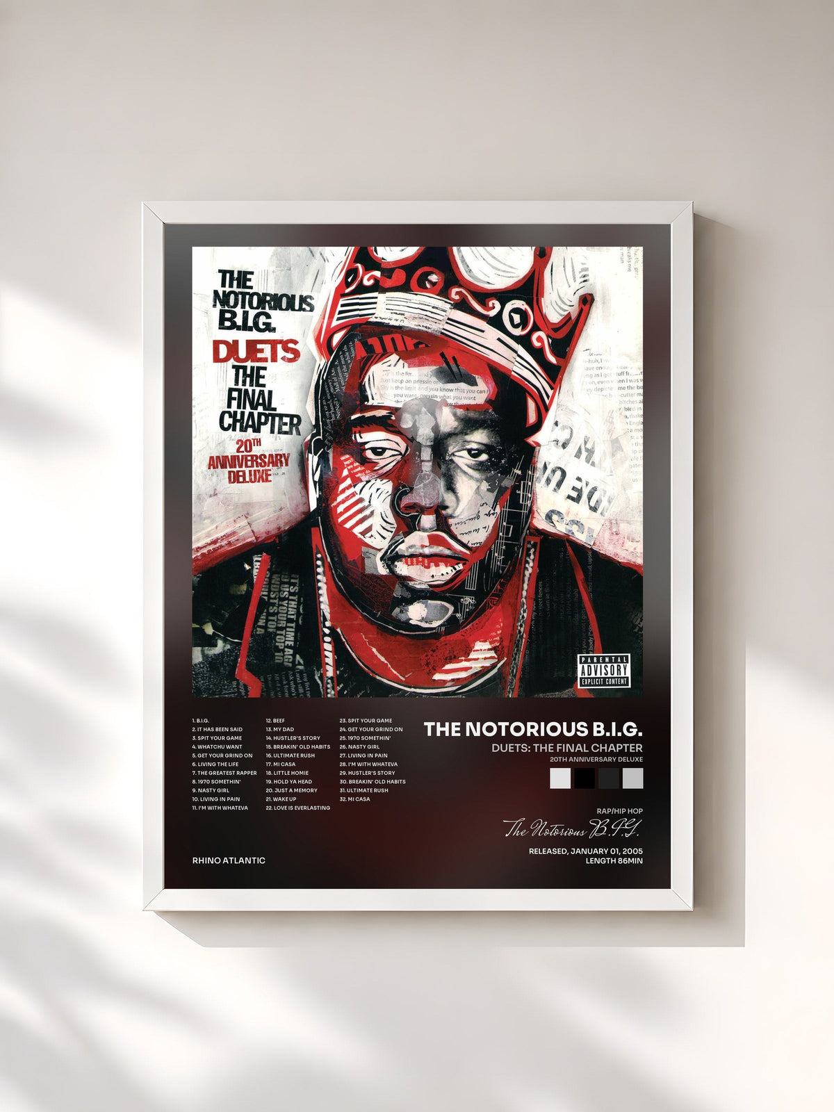 #blanc Tableau de l'album Duets: The Final Chapter (20th Anniversary Deluxe) de The Notorious B.I.G., cadre blanc, imprimé et encadré en France
