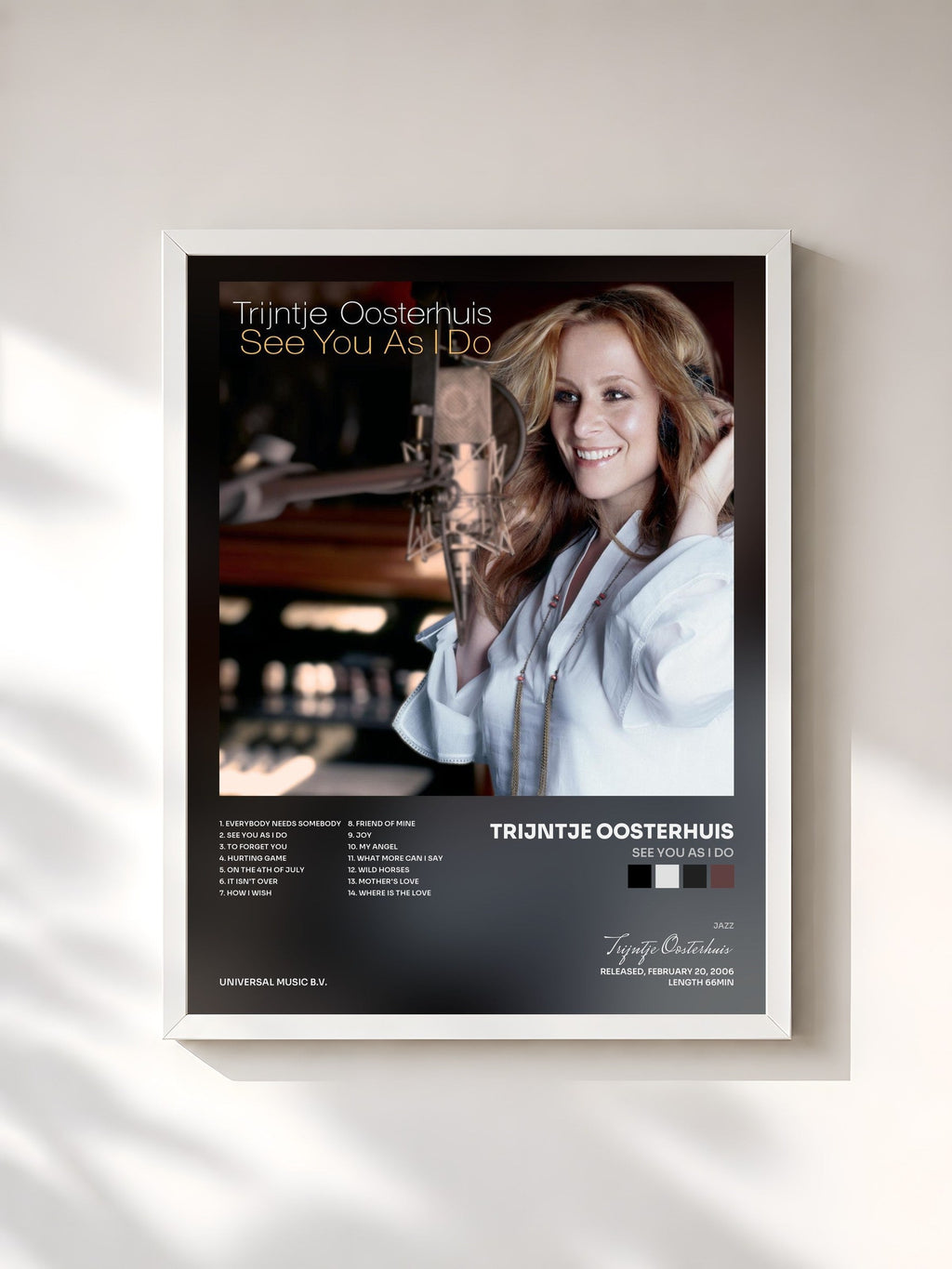 #blanc Tableau de l'album See You As I Do de Trijntje Oosterhuis, cadre blanc, imprimé et encadré en France