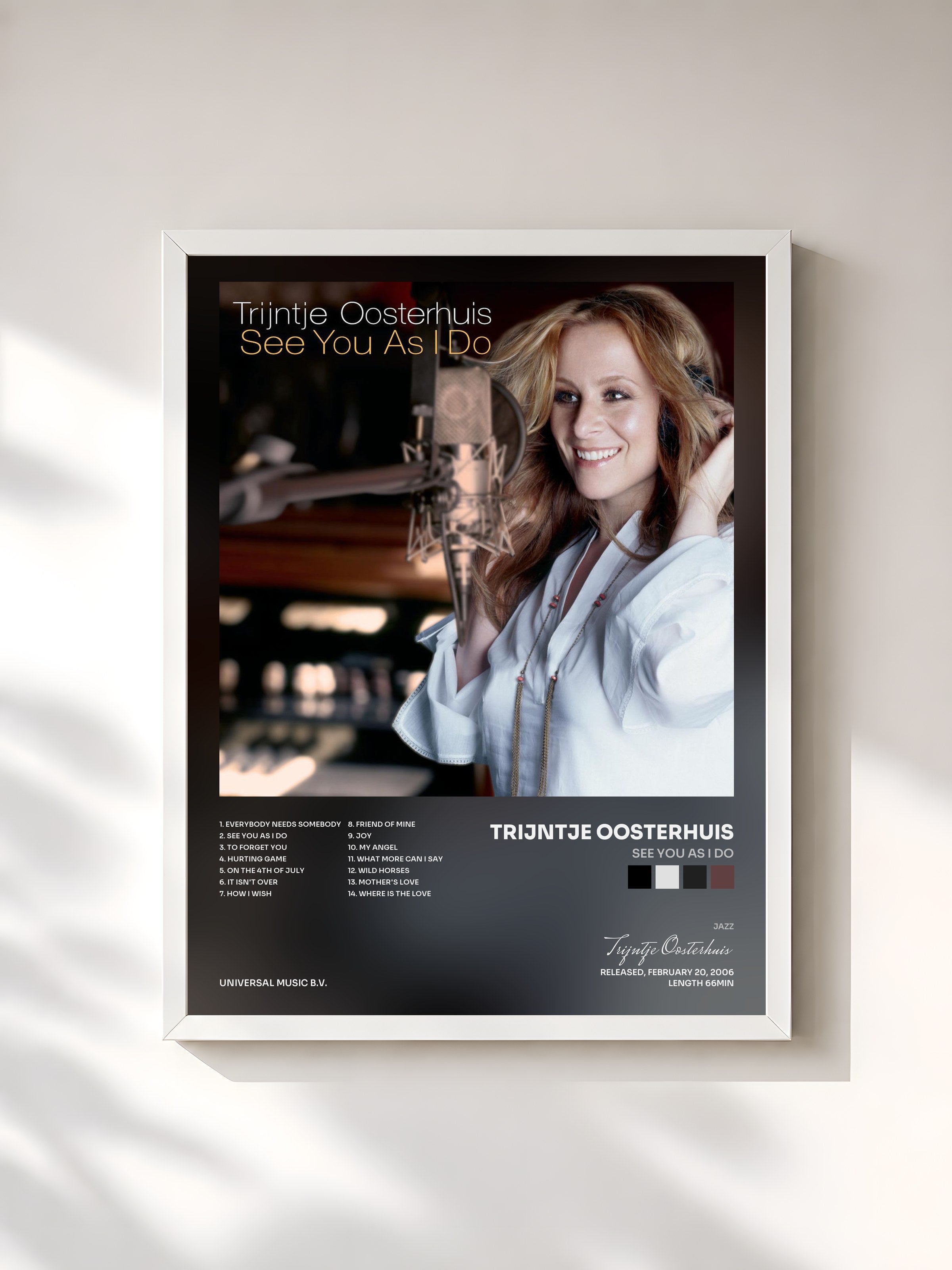 #blanc Tableau de l'album See You As I Do de Trijntje Oosterhuis, cadre blanc, imprimé et encadré en France