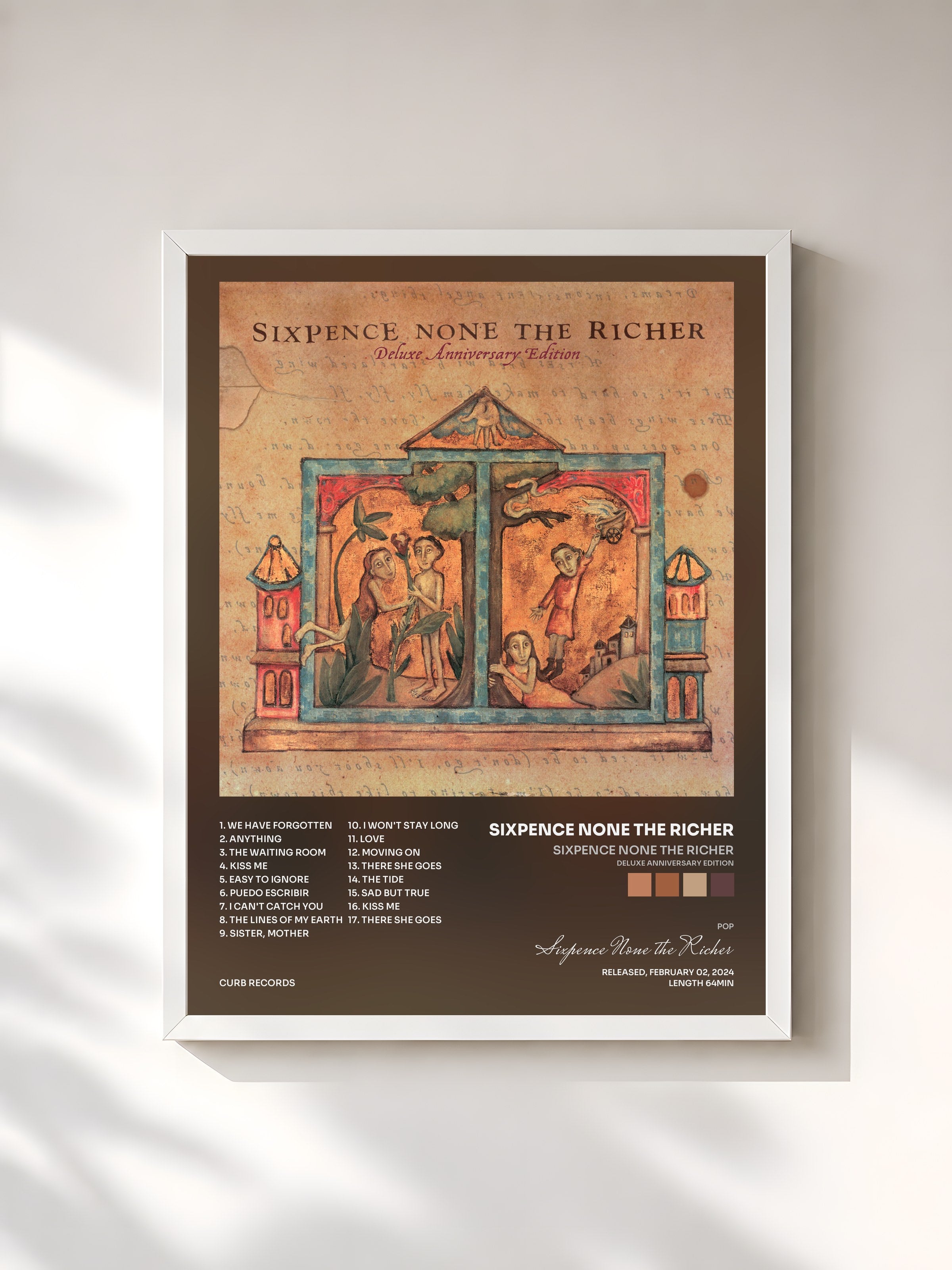 #blanc Tableau de l'album Sixpence None The Richer (Deluxe Anniversary Edition) de Sixpence None the Richer, cadre blanc, imprimé et encadré en France