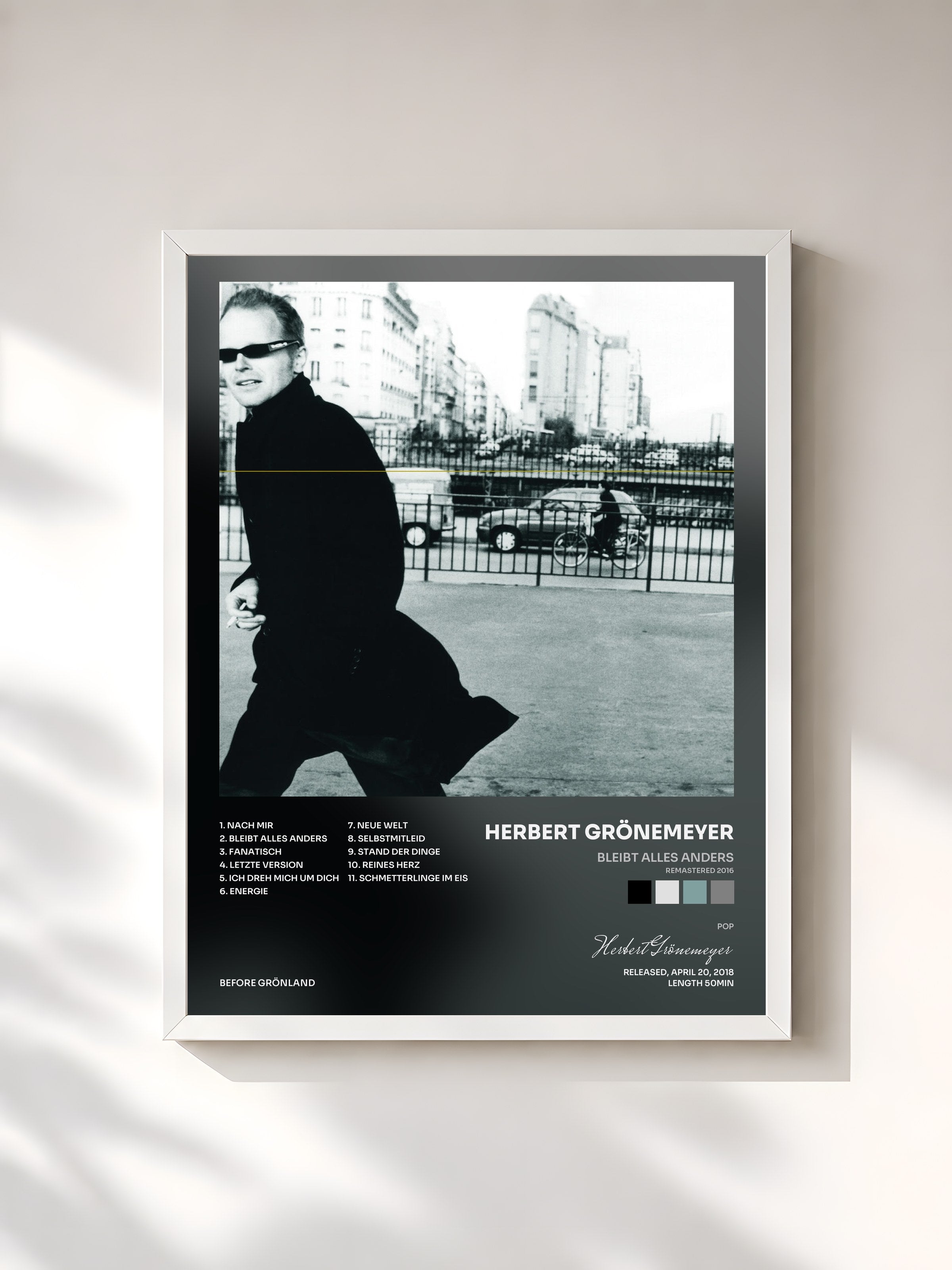 #blanc Tableau de l'album Bleibt alles anders (Remastered 2016) de Herbert Grönemeyer, cadre blanc, imprimé et encadré en France