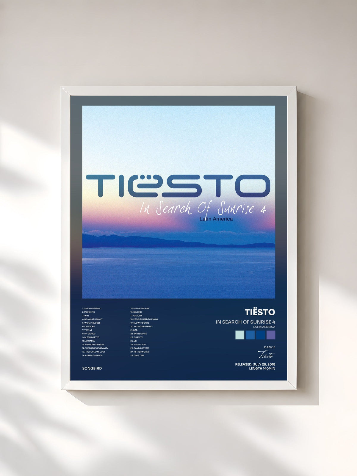 #blanc Tableau de l'album In Search of Sunrise 4 (Latin America) mixed by Tiësto de Tiësto, cadre blanc, imprimé et encadré en France