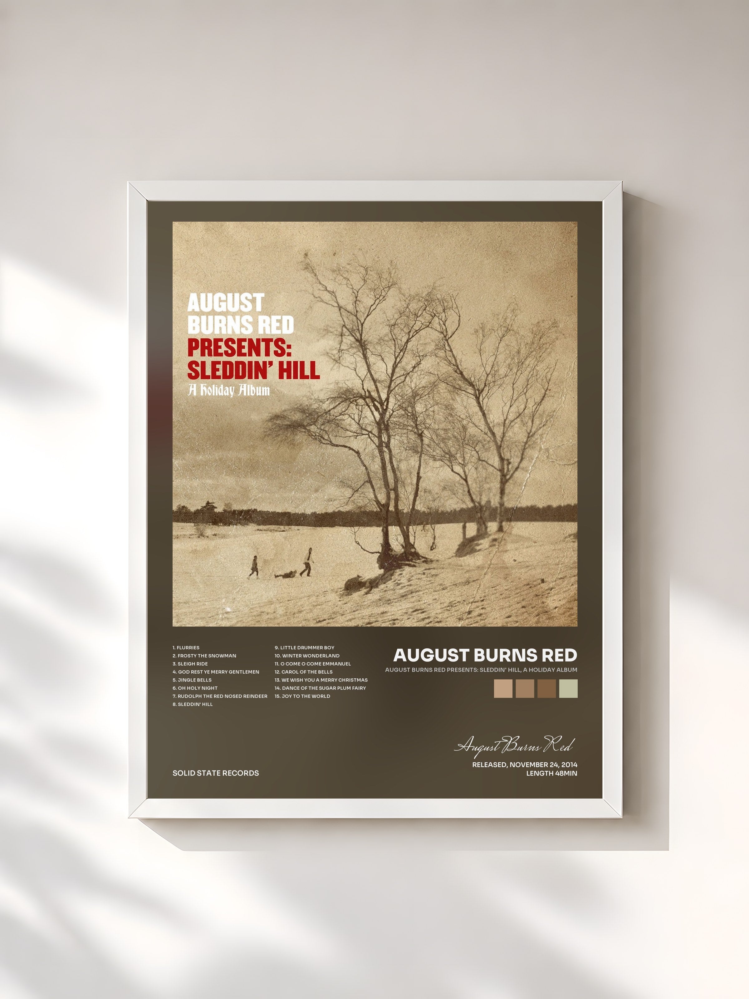 #blanc Tableau de l'album August Burns Red Presents: Sleddin' Hill, A Holiday Album de August Burns Red, cadre blanc, imprimé et encadré en France