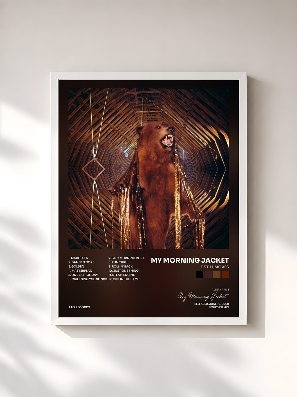 #blanc It Still Moves by My Morning Jacket as a framed art print, white frame, printed and framed in France
