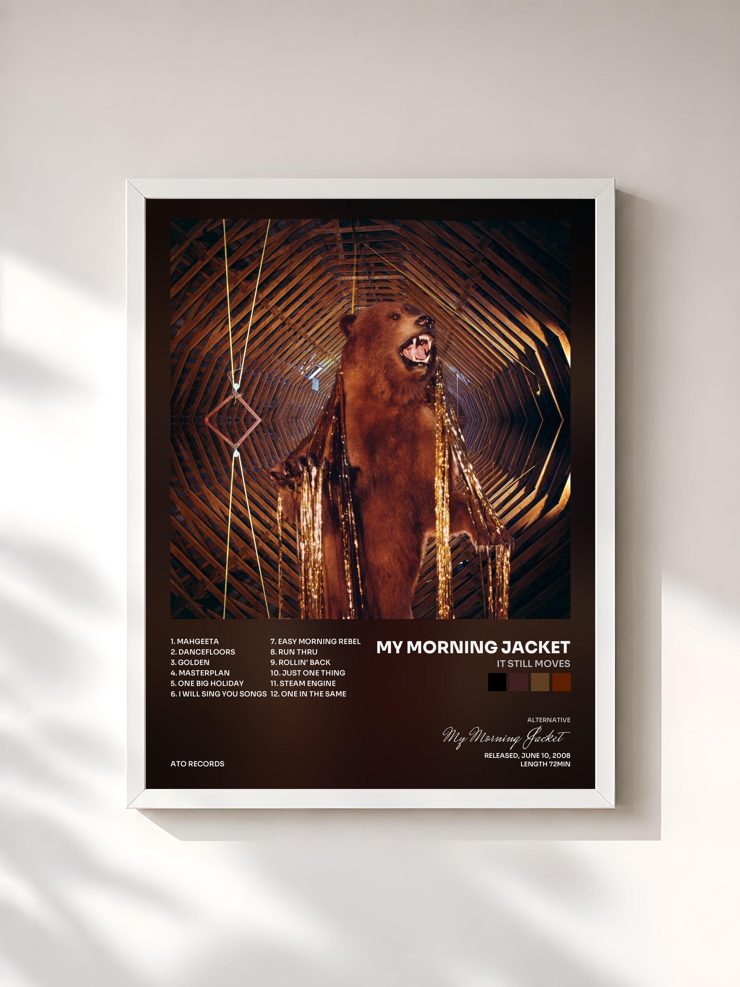 #blanc Tableau de l'album It Still Moves de My Morning Jacket, cadre blanc, imprimé et encadré en France