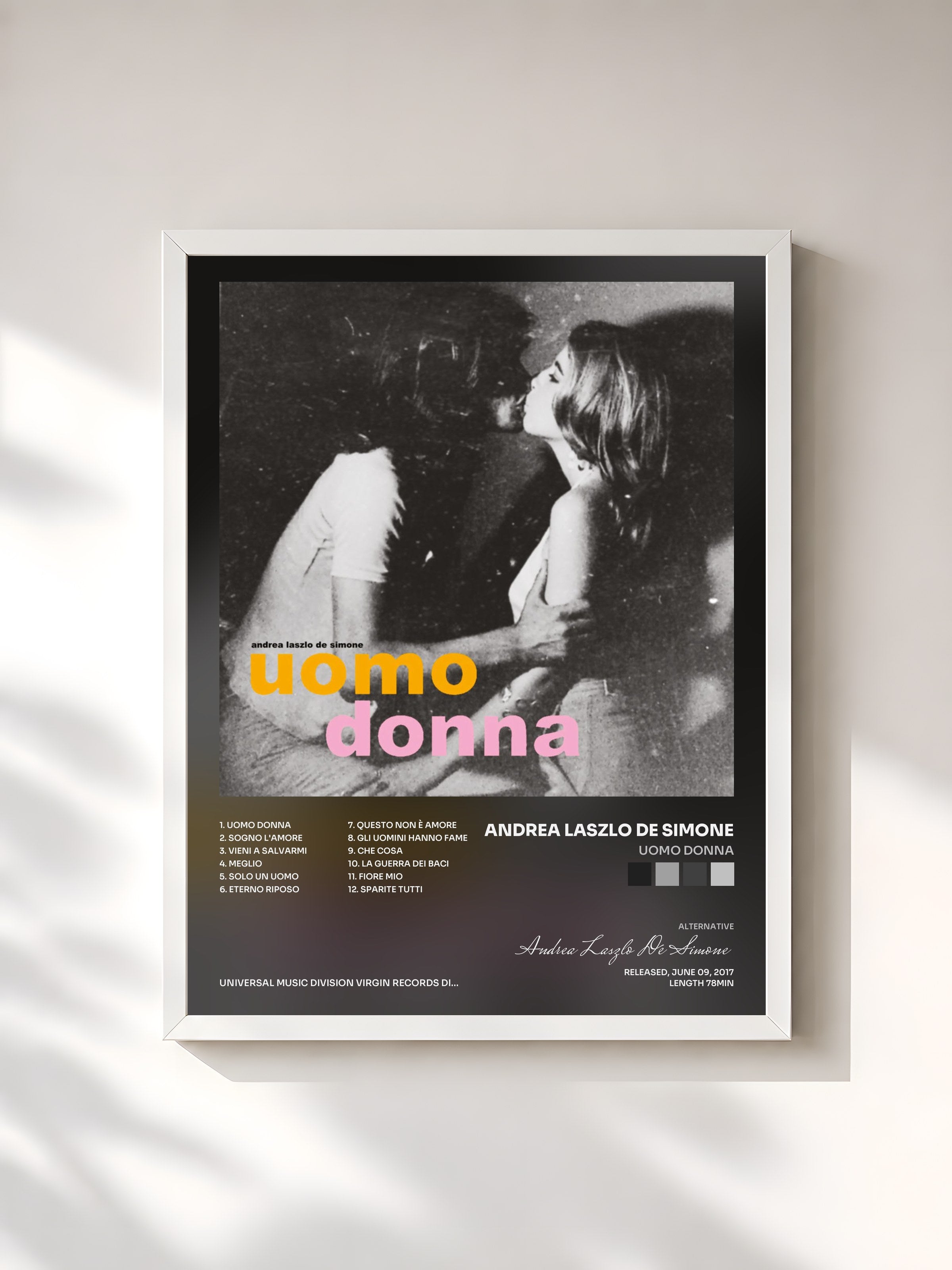 #blanc Tableau de l'album Uomo Donna de Andrea Laszlo De Simone, cadre blanc, imprimé et encadré en France