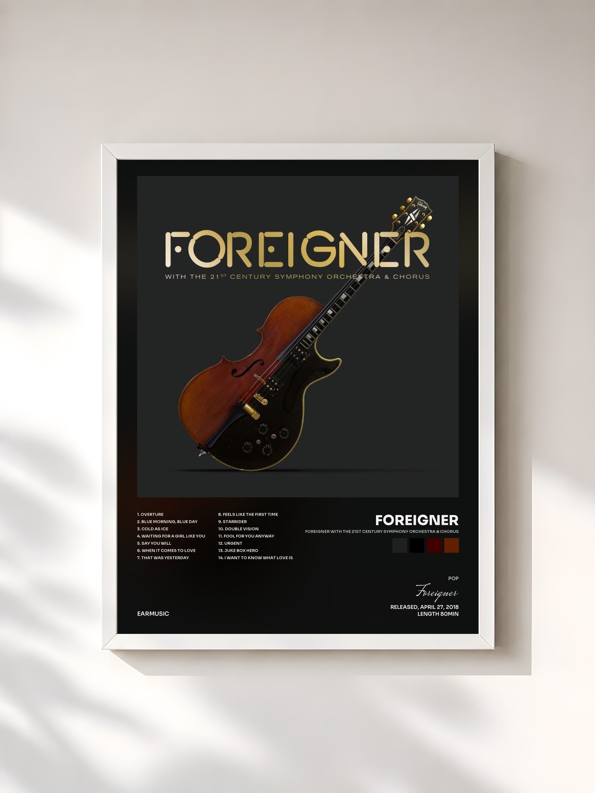 #blanc Tableau de l'album Foreigner with the 21st Century Symphony Orchestra & Chorus de Foreigner, cadre blanc, imprimé et encadré en France