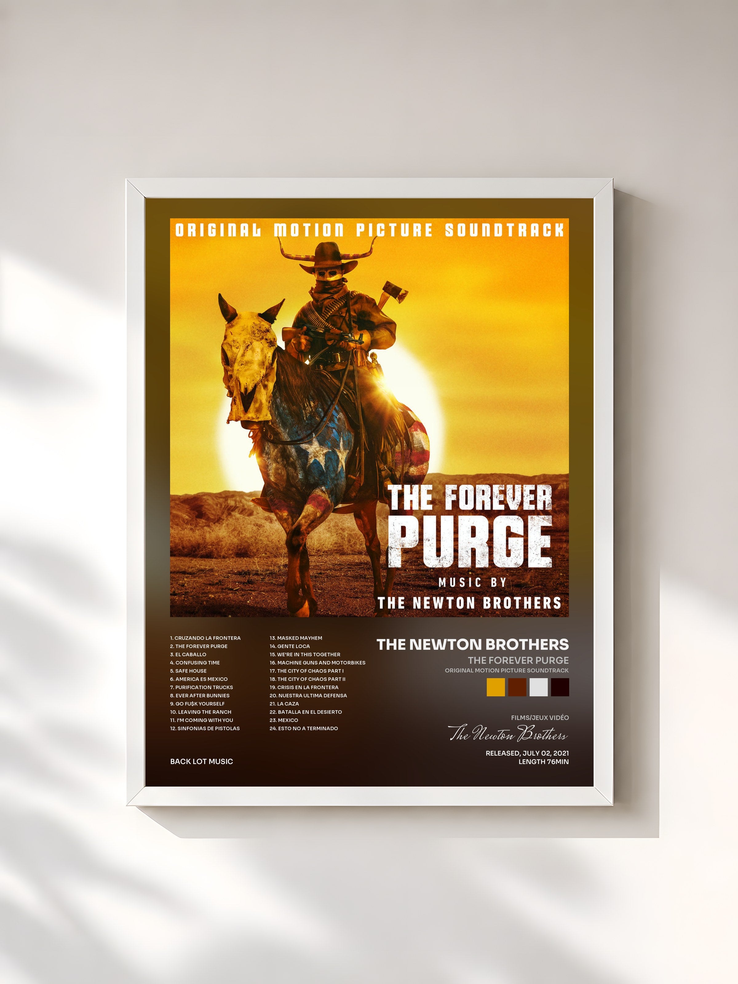 #blanc Tableau de l'album The Forever Purge (Original Motion Picture Soundtrack) de The Newton Brothers, cadre blanc, imprimé et encadré en France