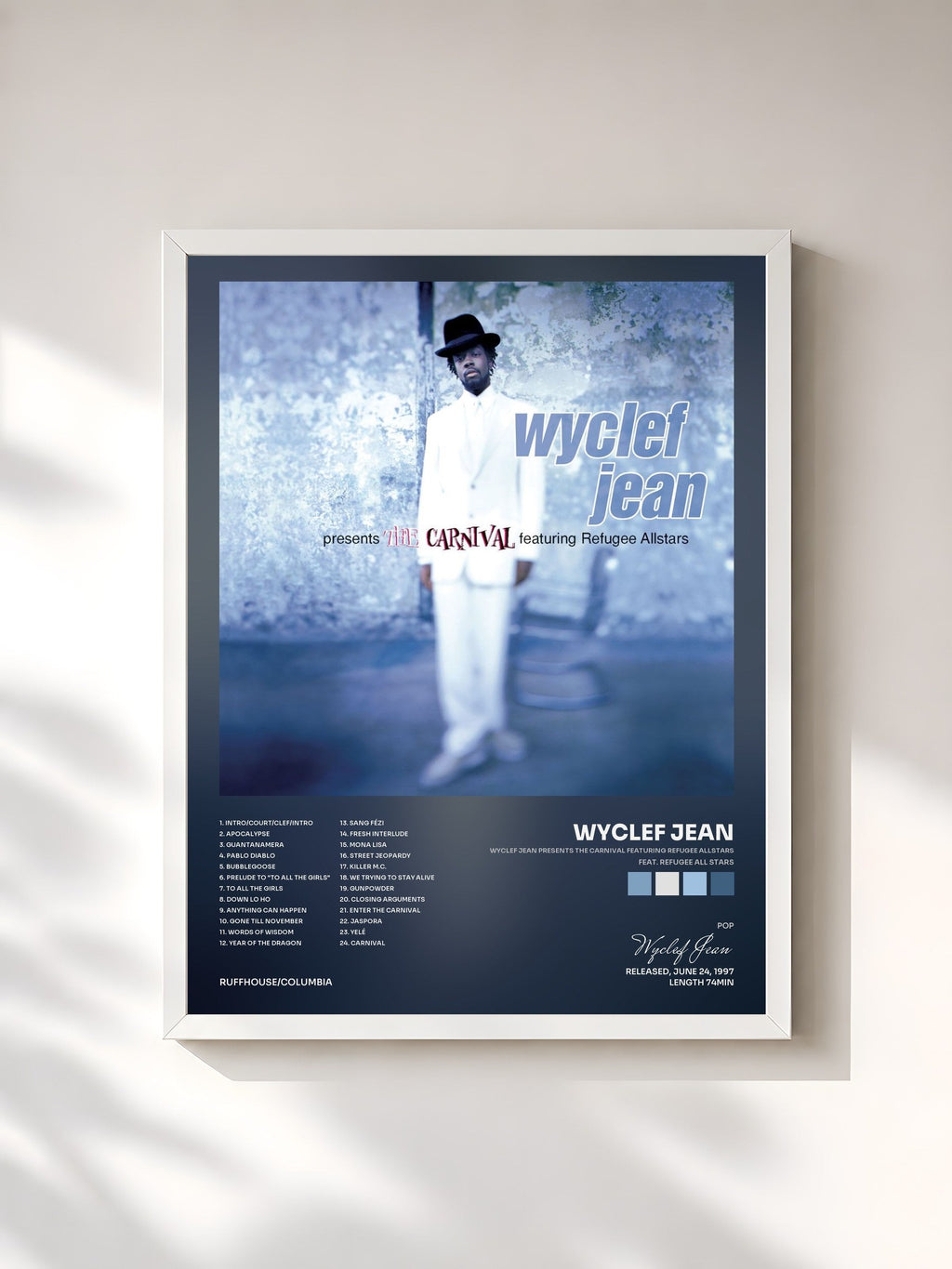 #blanc Wyclef Jean presents The Carnival featuring Refugee Allstars (feat. Refugee All Stars) von Wyclef Jean als gerahmter Kunstdruck, weißer Rahmen, gedruckt und gerahmt in Frankreich