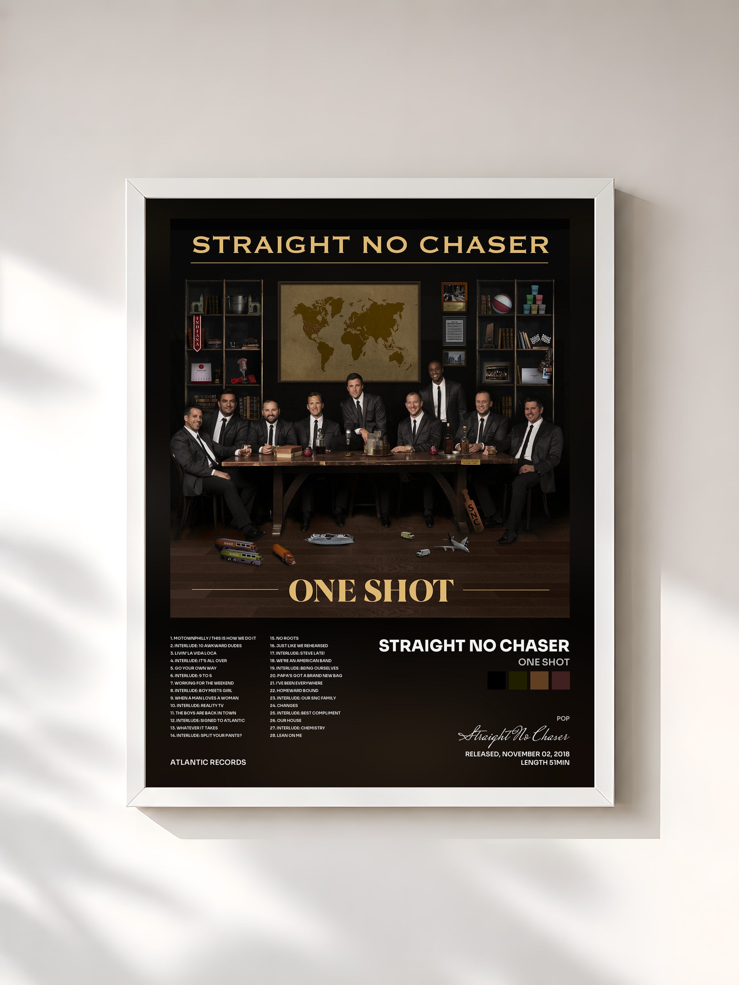 #blanc Tableau de l'album One Shot de Straight No Chaser, cadre blanc, imprimé et encadré en France